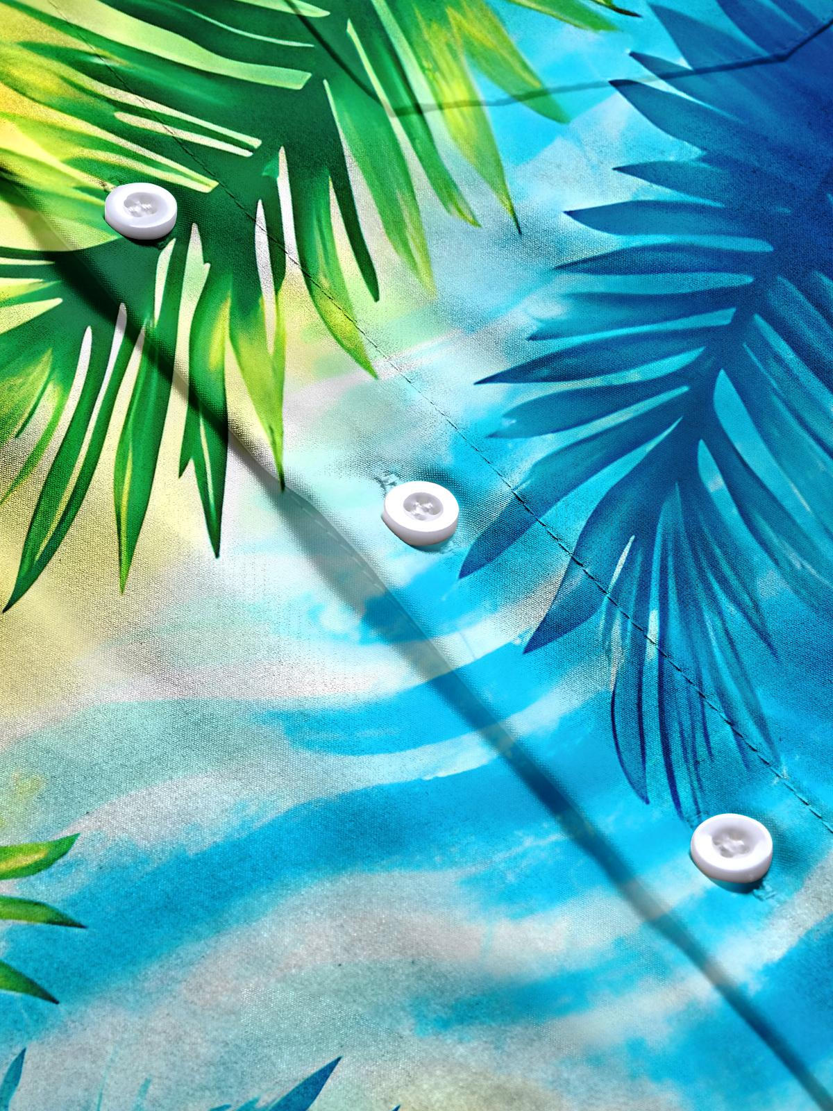 Leaf Tie Dye Men's Pocket Short Sleeve Shirts