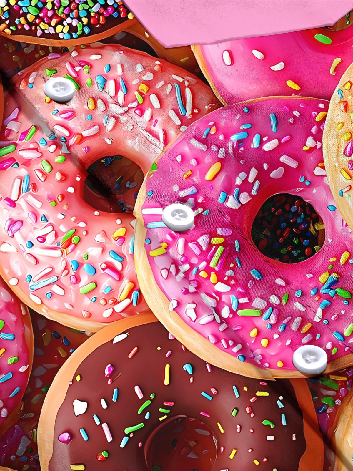 Donut Print Men's Pocket Short Sleeve Shirts