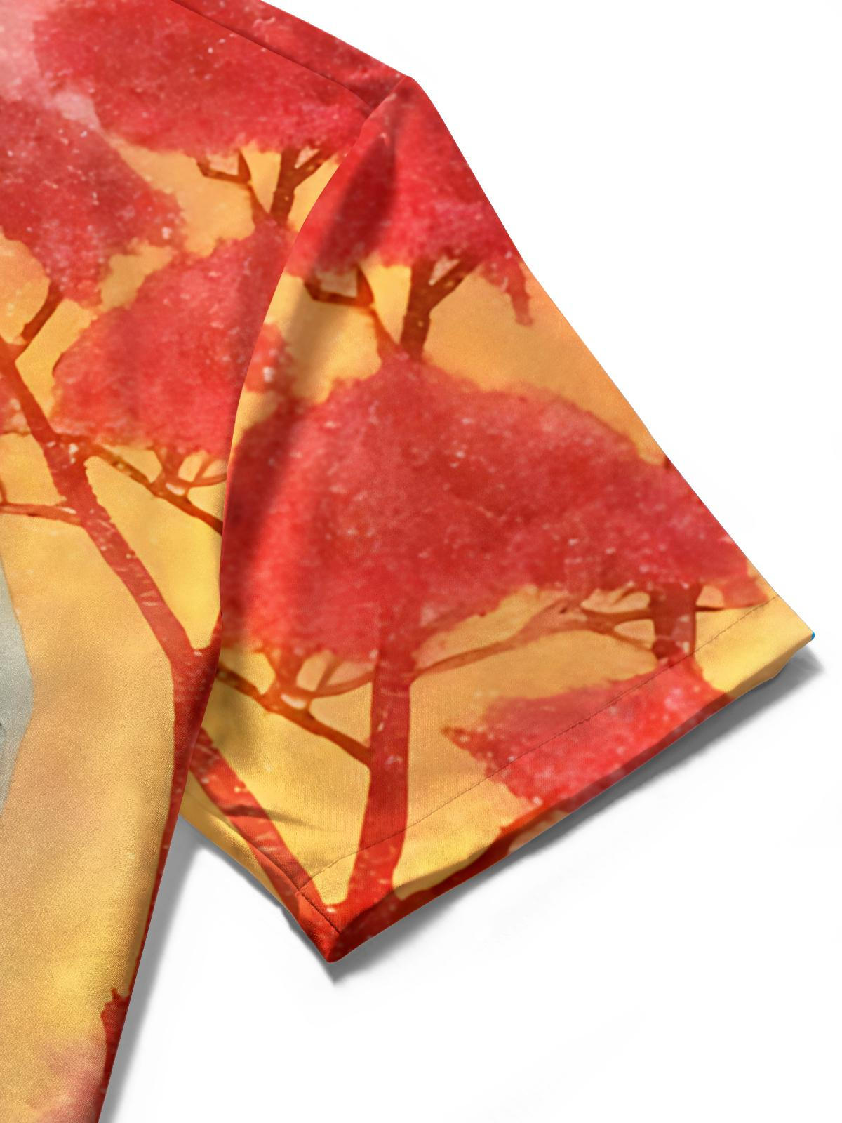 Elephant Print Men's Pocket Short Sleeve Shirts