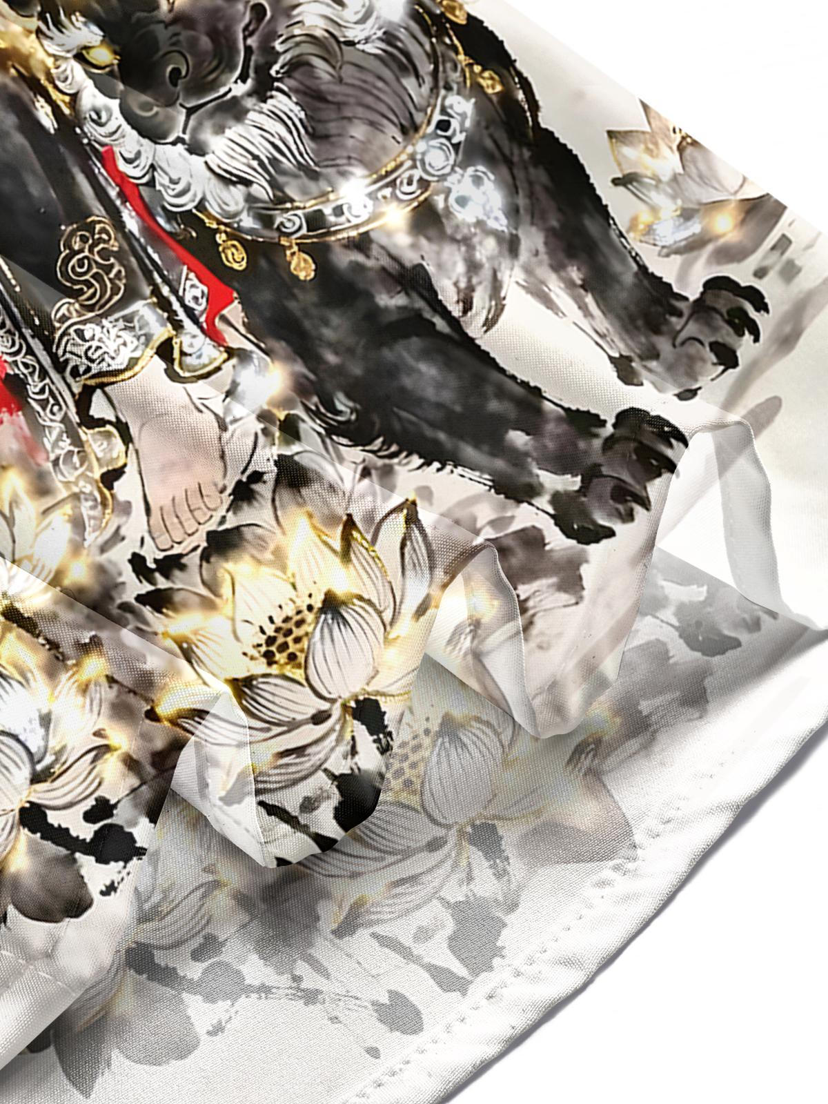 Religion Buddhism Kṣitigarbha Bodhisattva Lotus Men's Pocket Short Sleeve Shirts