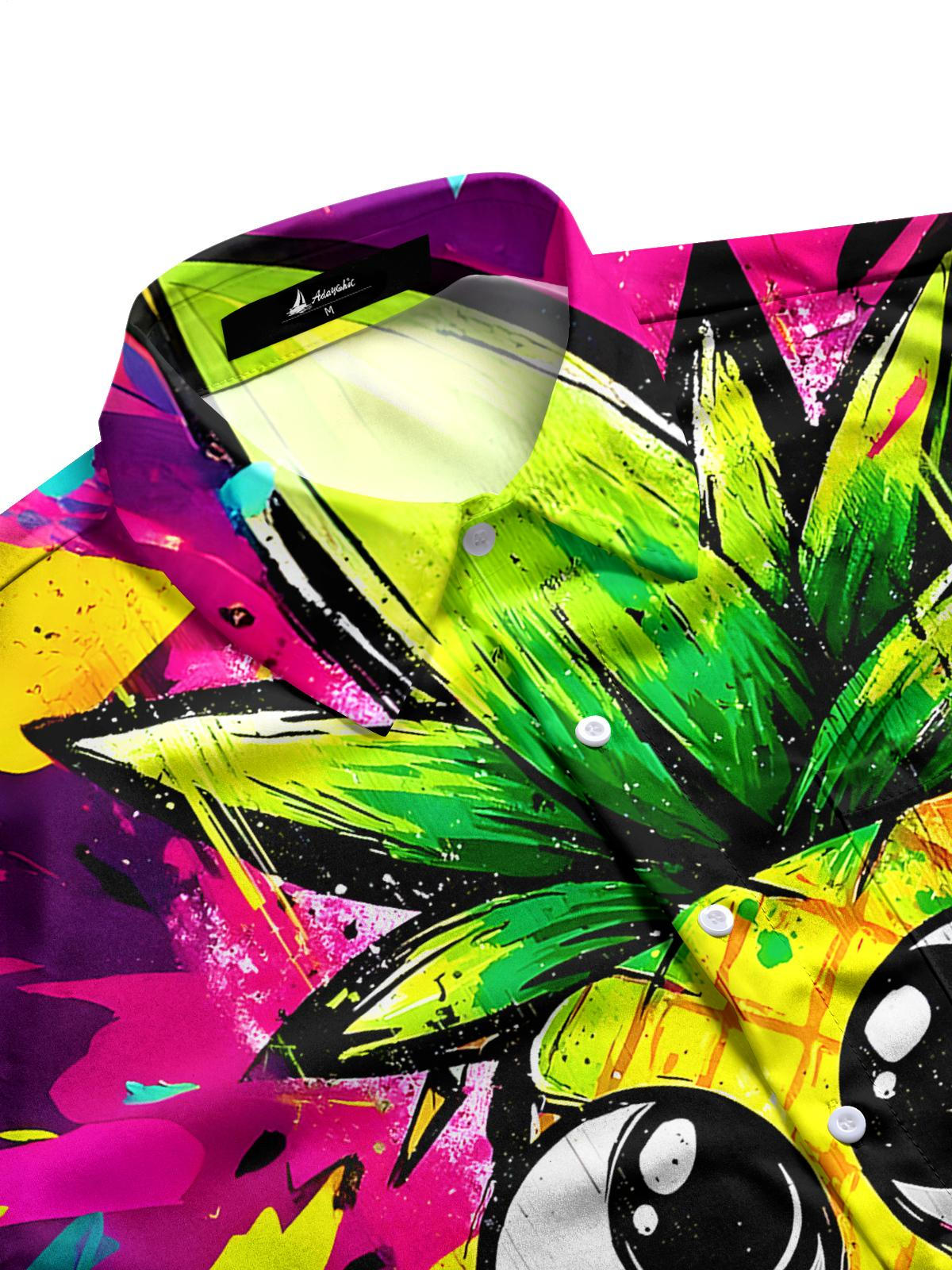 Funny Pineapple Men's Pocket Short Sleeve Shirts