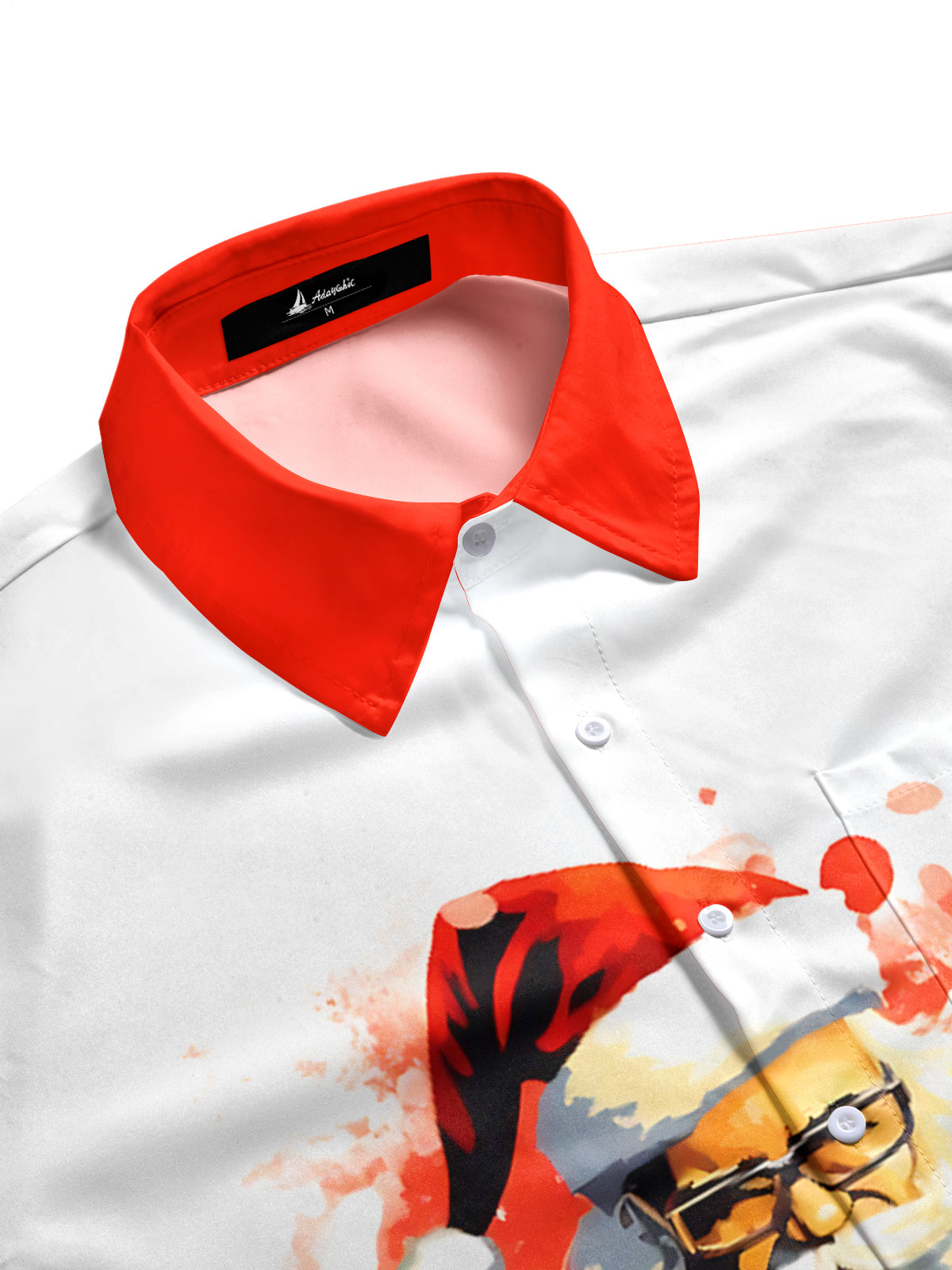 Santa Claus Drum Kit Print Men's Pocket Short Sleeve Shirts