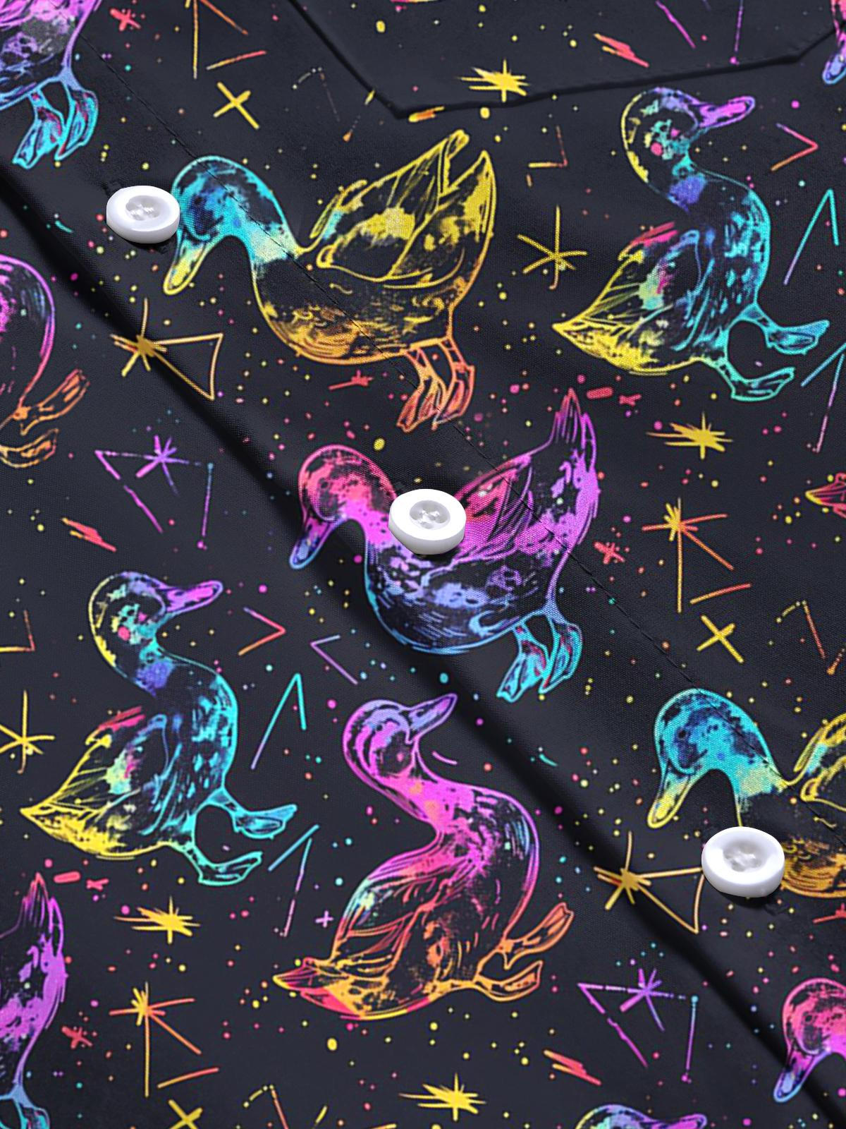 Duck Print Men's Pocket Short Sleeve Shirts