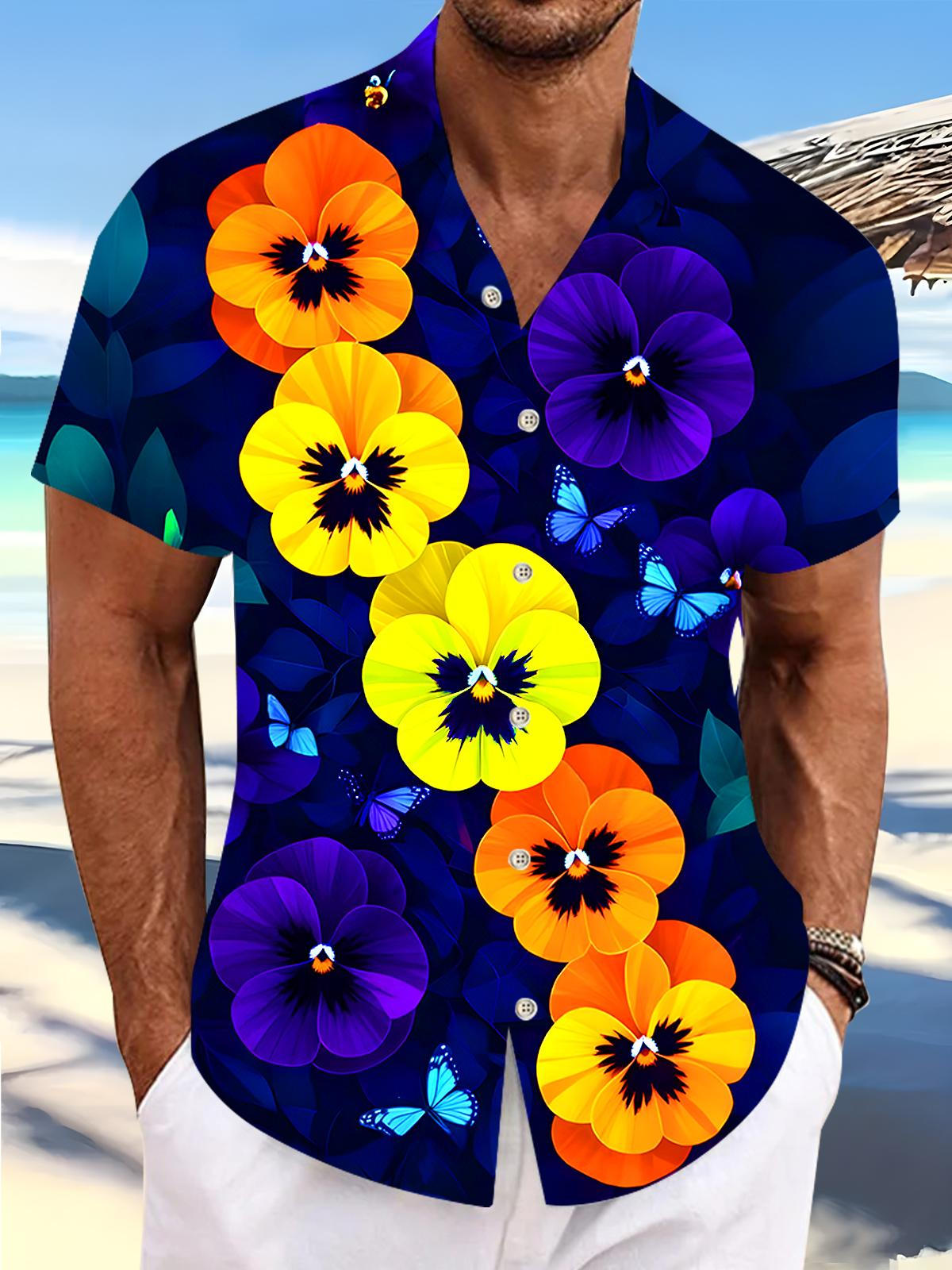 Floral Men's Pocket Short Sleeve Shirts