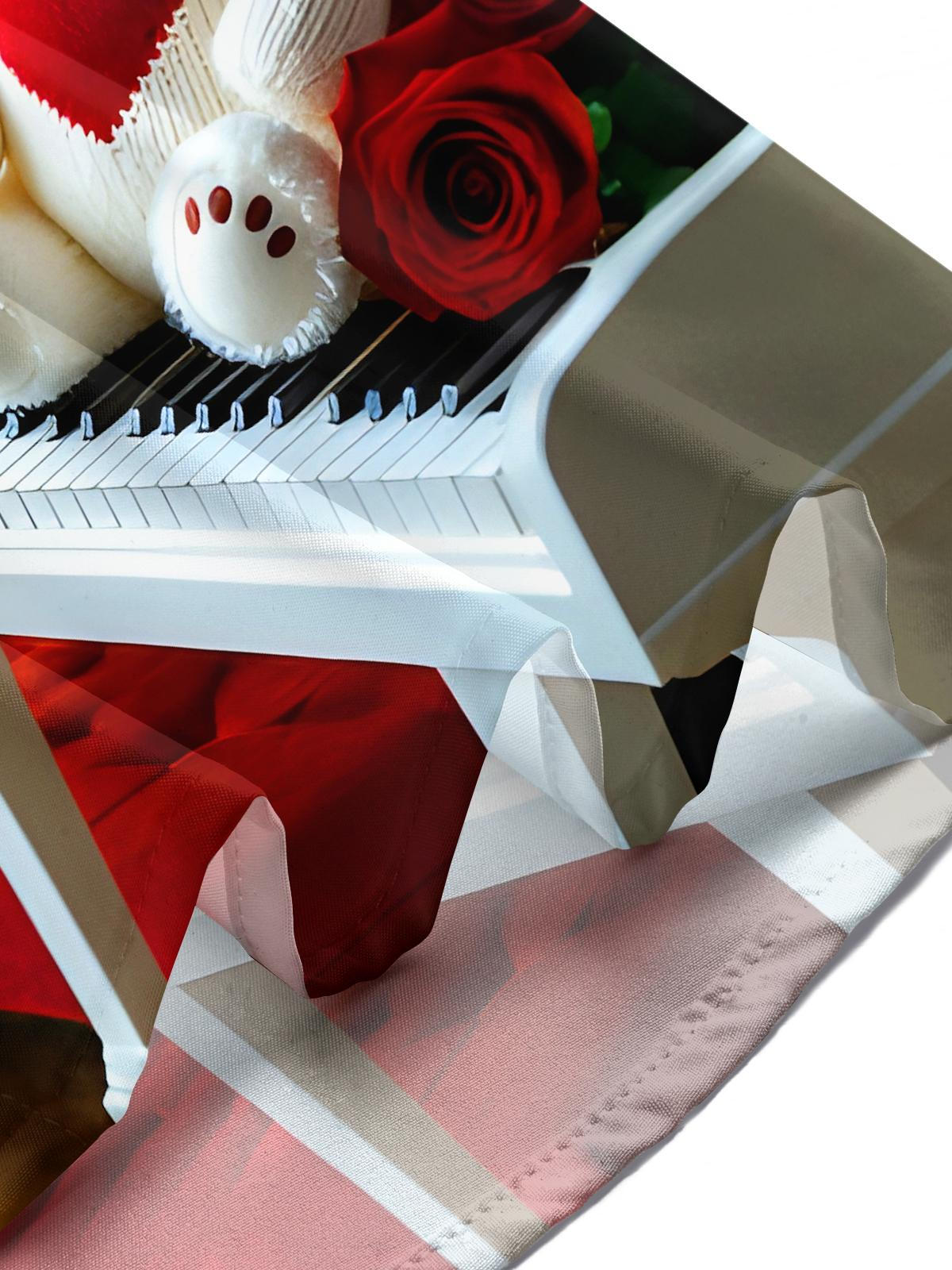 Christmas Tree Plush Bear Rose Piano Men's Pocket Short Sleeve Shirts