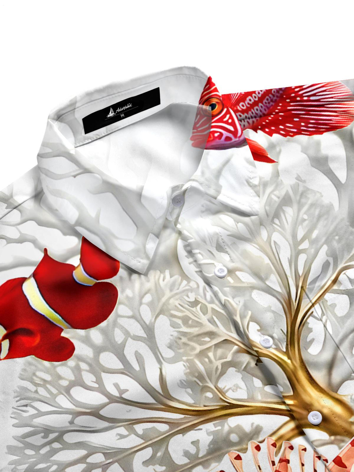 Hawaiian Fish Crab Men's Pocket Short Sleeve Shirts