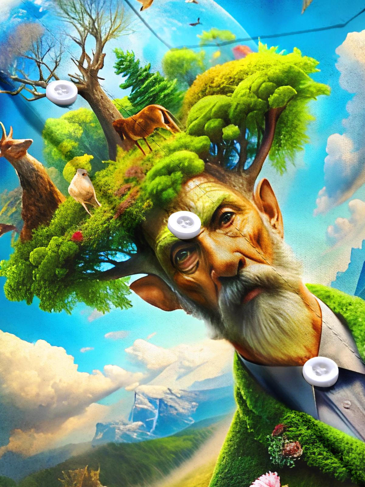 Mysteries Of Dadaism Natural Ecological Elderly Men's Pocket Short Sleeve Shirts