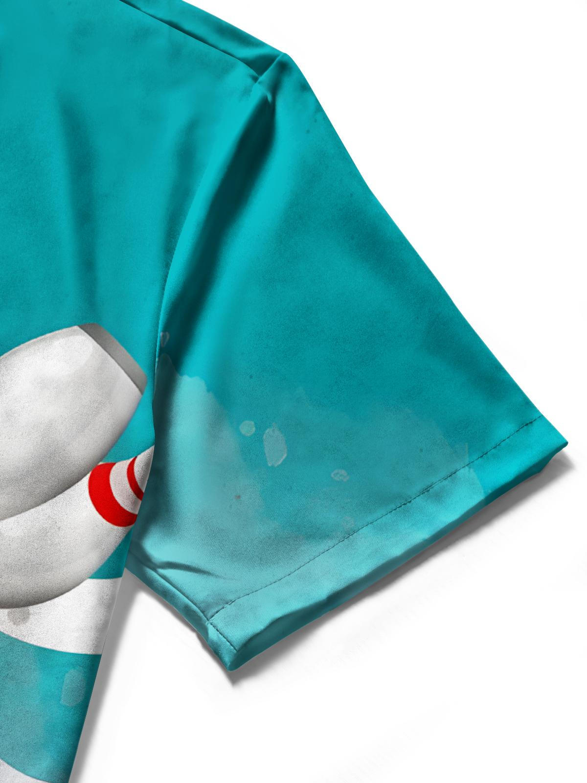 Bowling Print Men's Pocket Short Sleeve Shirts