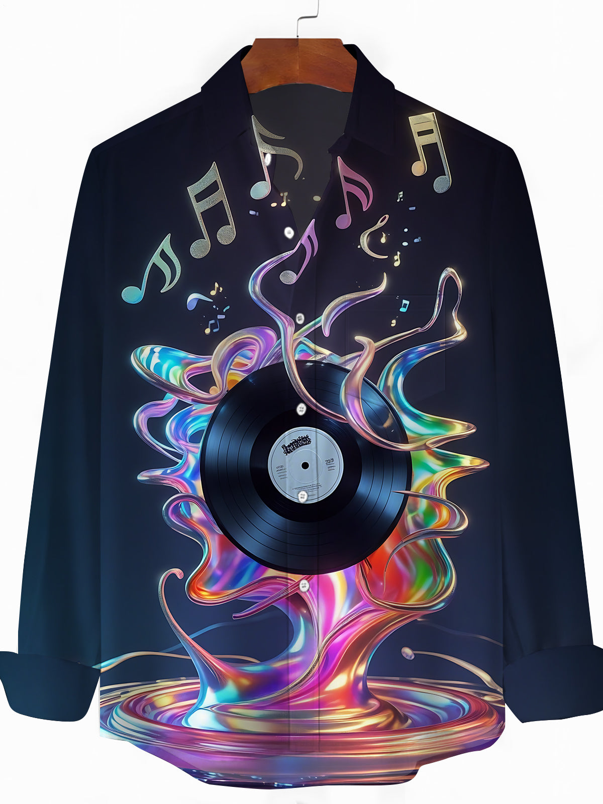 Record Note Art Print Men's Pocket Long Sleeve Shirts
