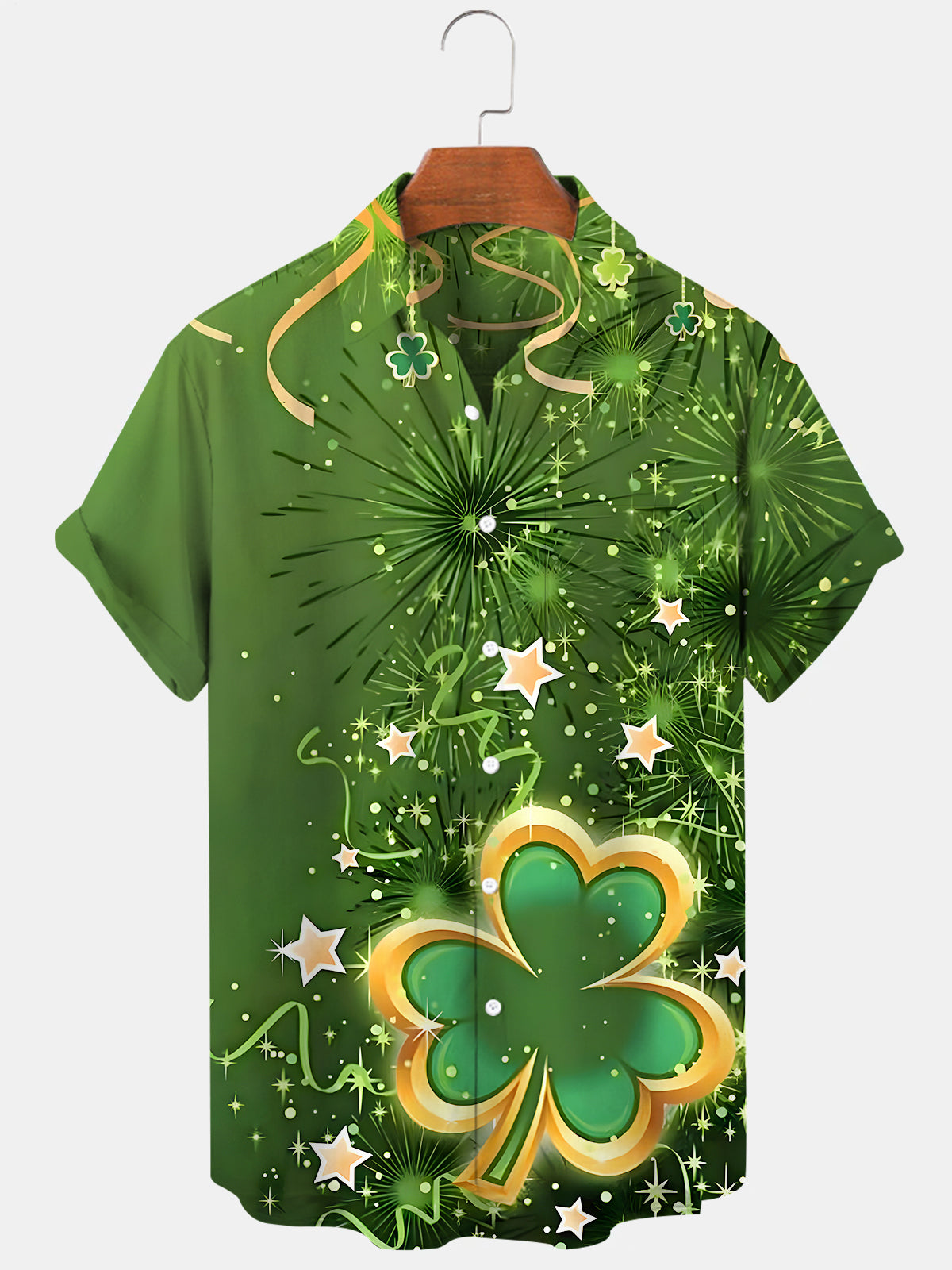 St. Patrick's Day Leaf Men's Pocket Short Sleeve Shirts
