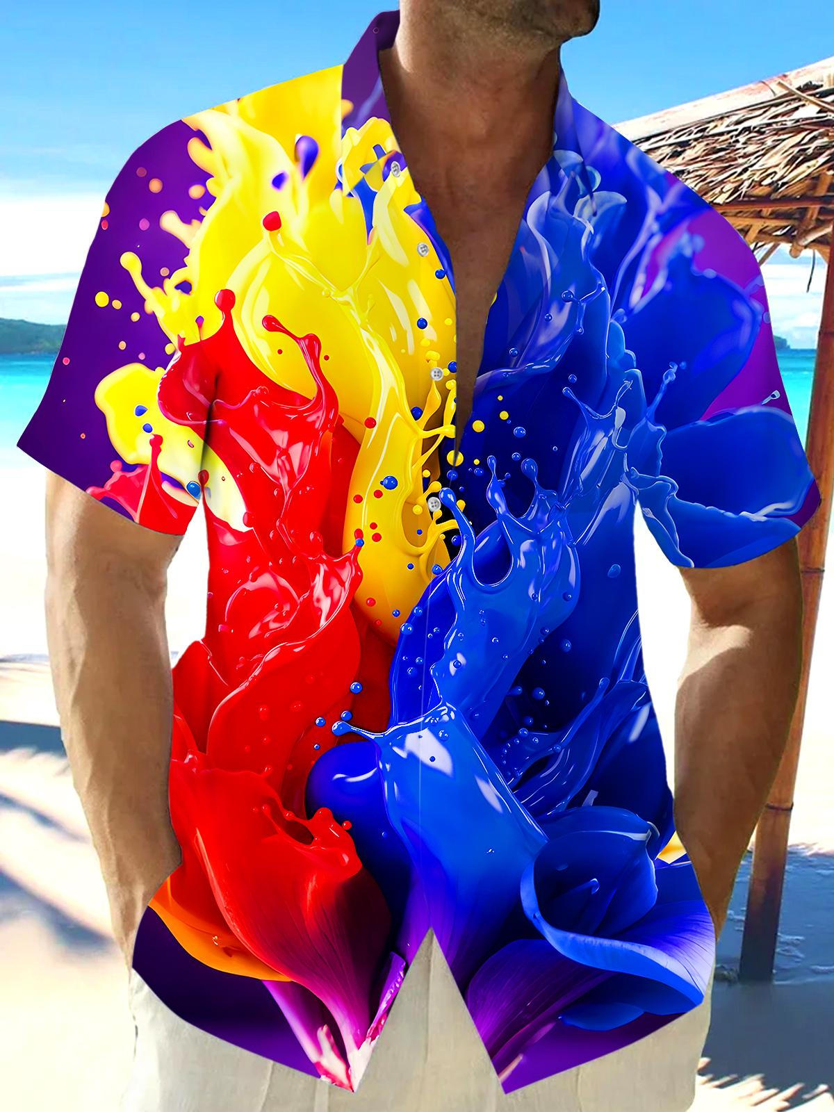 Abstract Men's Pocket Short Sleeve Shirts