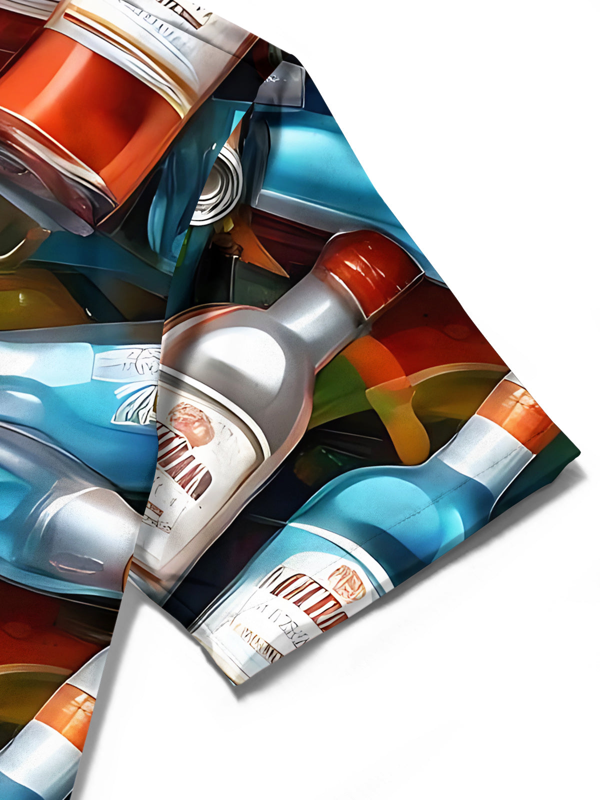 Bottle Print Men's Pocket Short Sleeve Shirts
