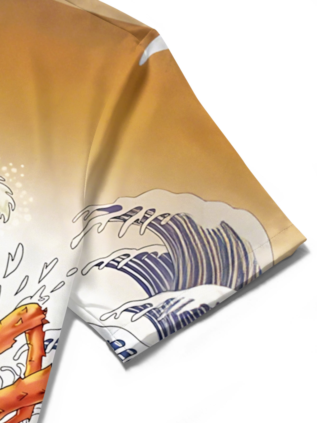 Ukiyo-e Marine Life Beer Print Men's Pocket Short Sleeve Shirts