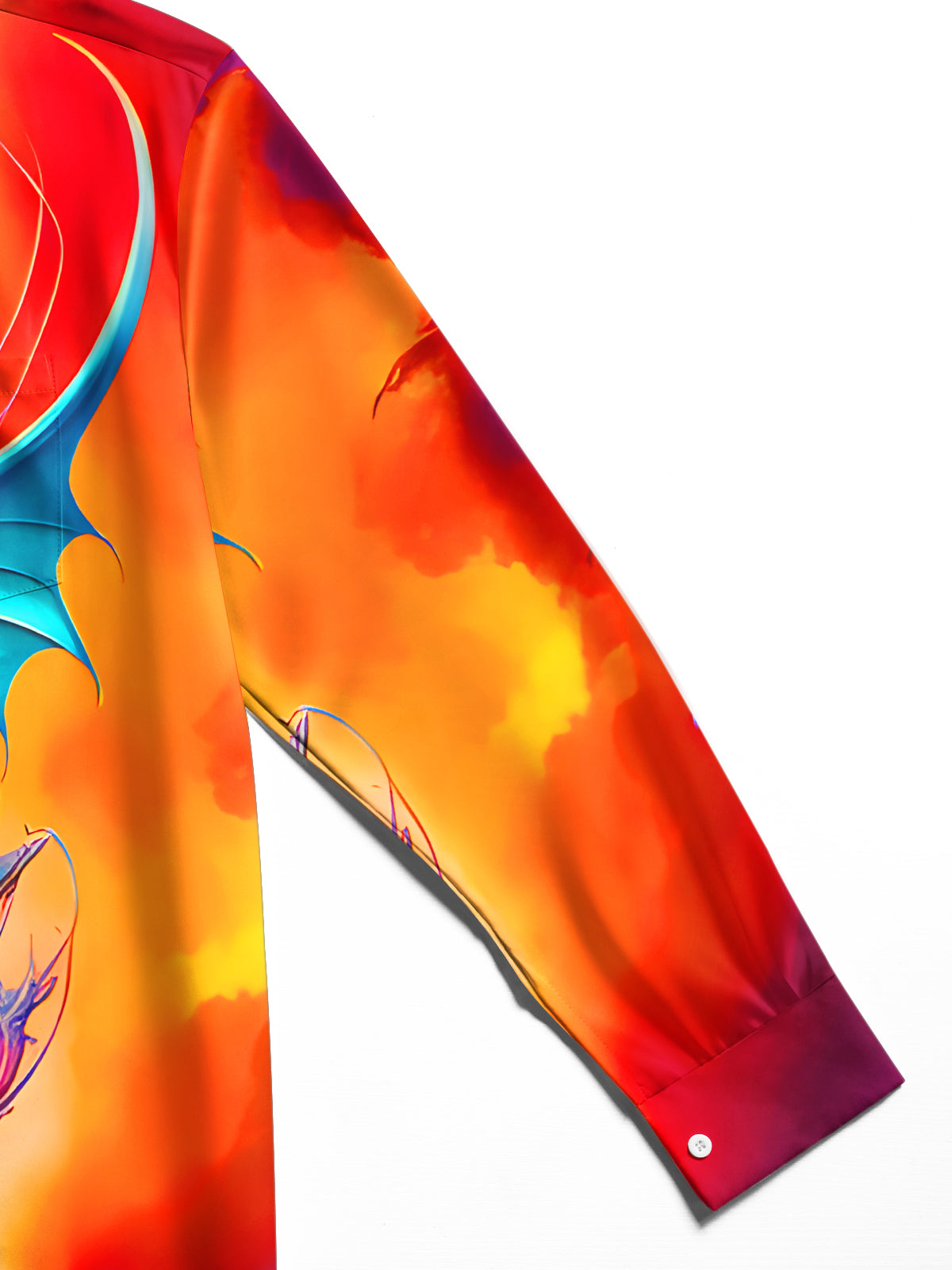 Art Dragon Head Skull Floral Halloween Men's Pocket Long Sleeve Shirts