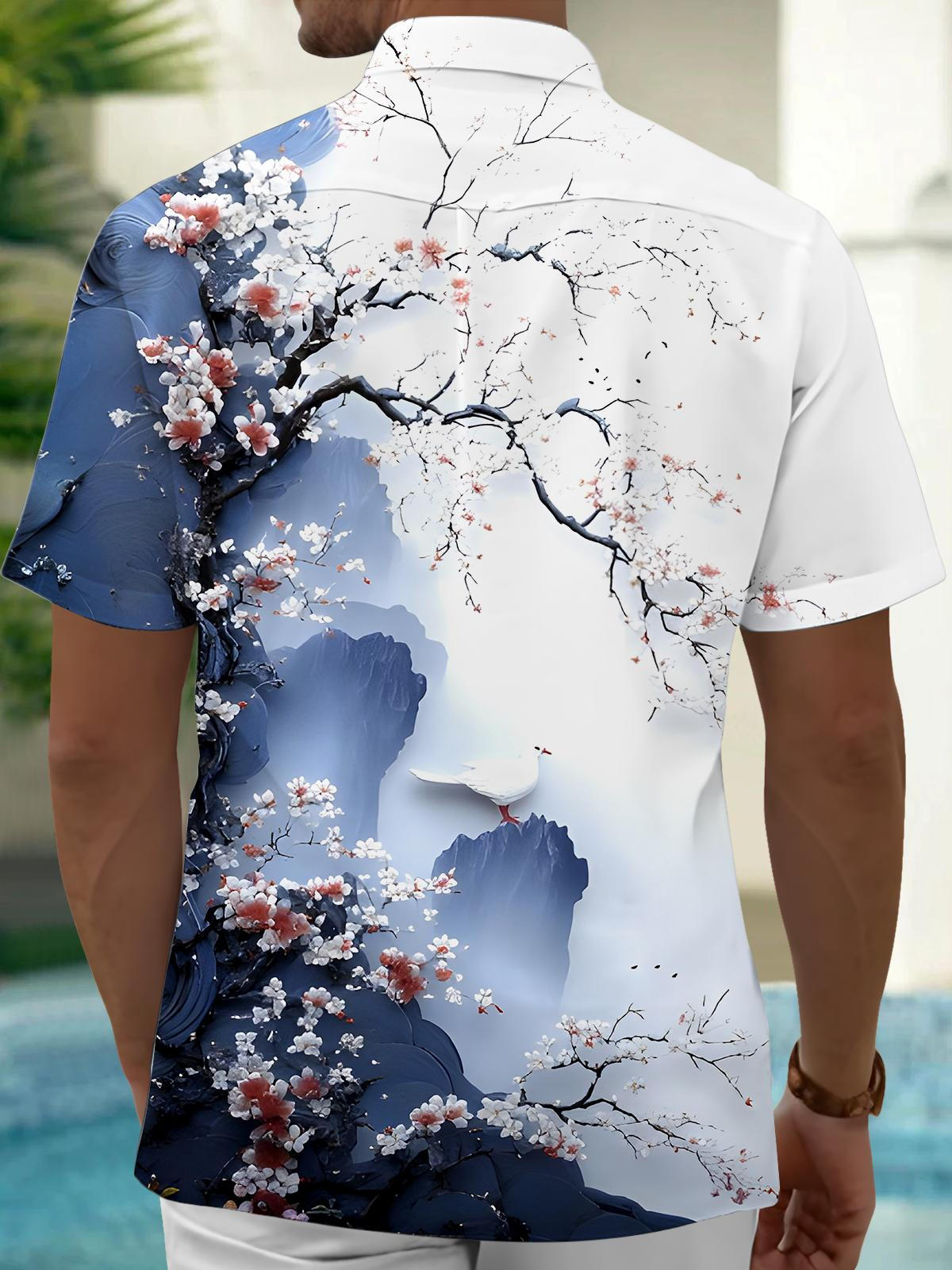 Floral Men's Pocket Short Sleeve Shirts
