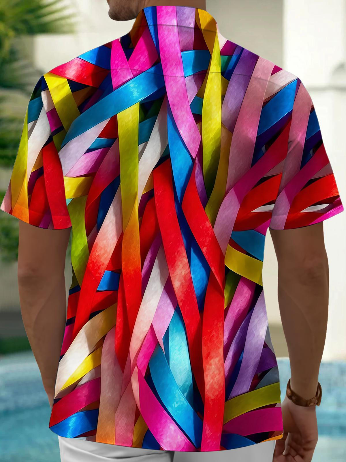 Ribbon Print Men's Pocket Short Sleeve Shirts