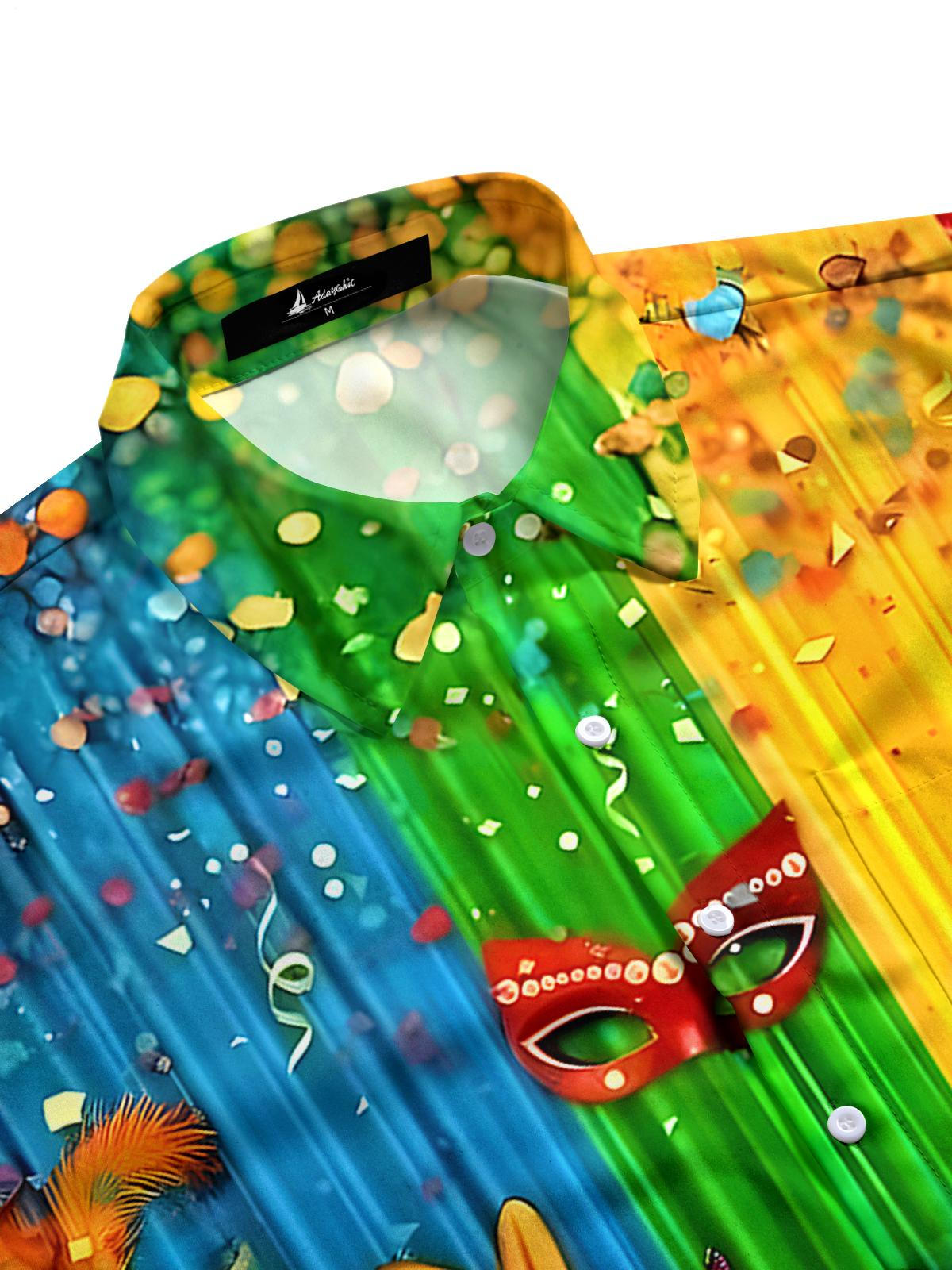 Mask Floral Men's Pocket Short Sleeve Shirts