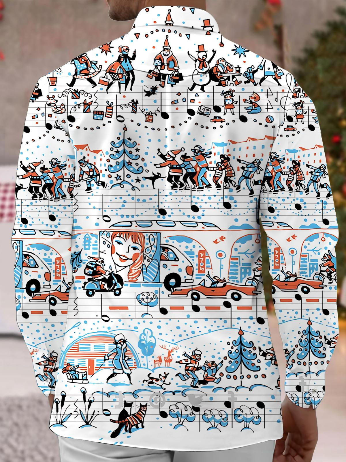 Christmas Note Fun Art Print Men's Pocket Long Sleeve Shirts