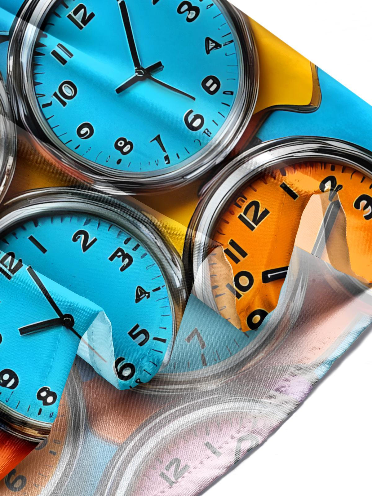 Clock Print Men's Pocket Short Sleeve Shirts