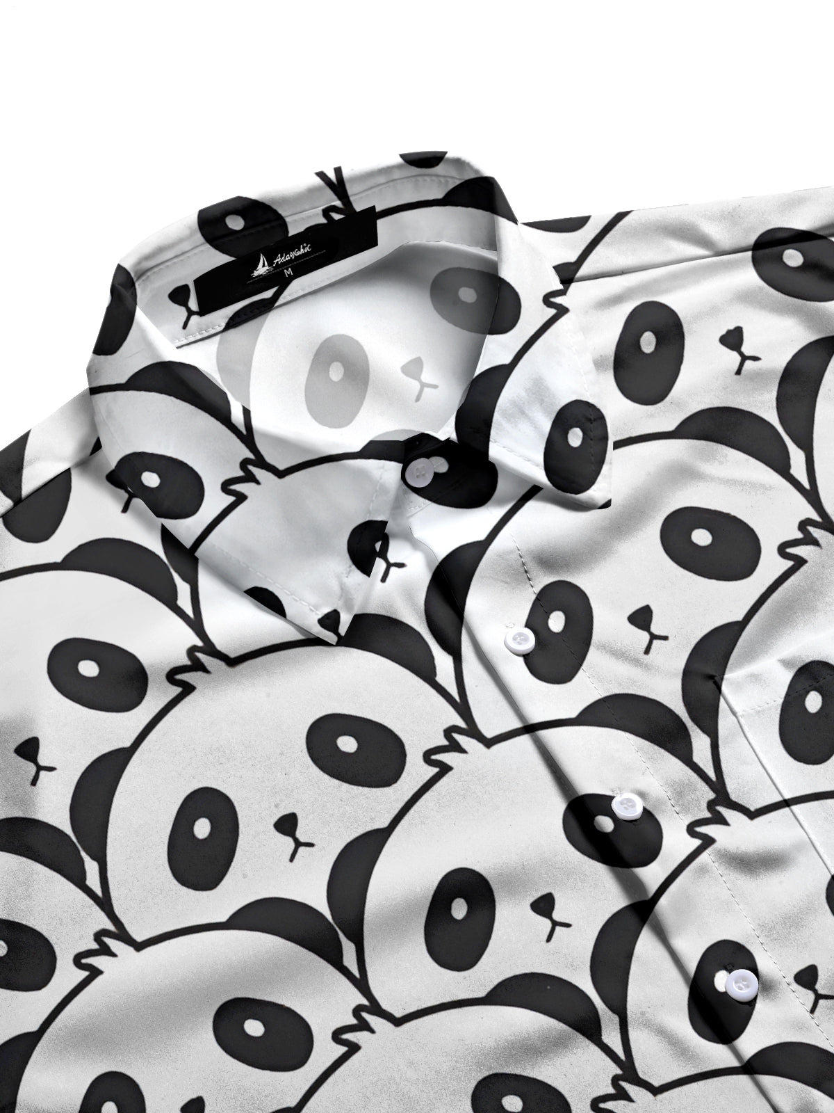 Panda Print Men's Pocket Short Sleeve Shirts
