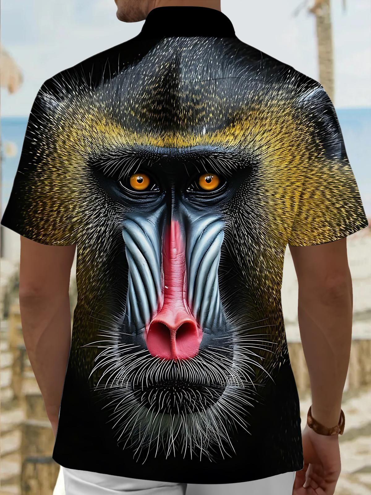 Monkey Print Men's Pocket Short Sleeve Shirts