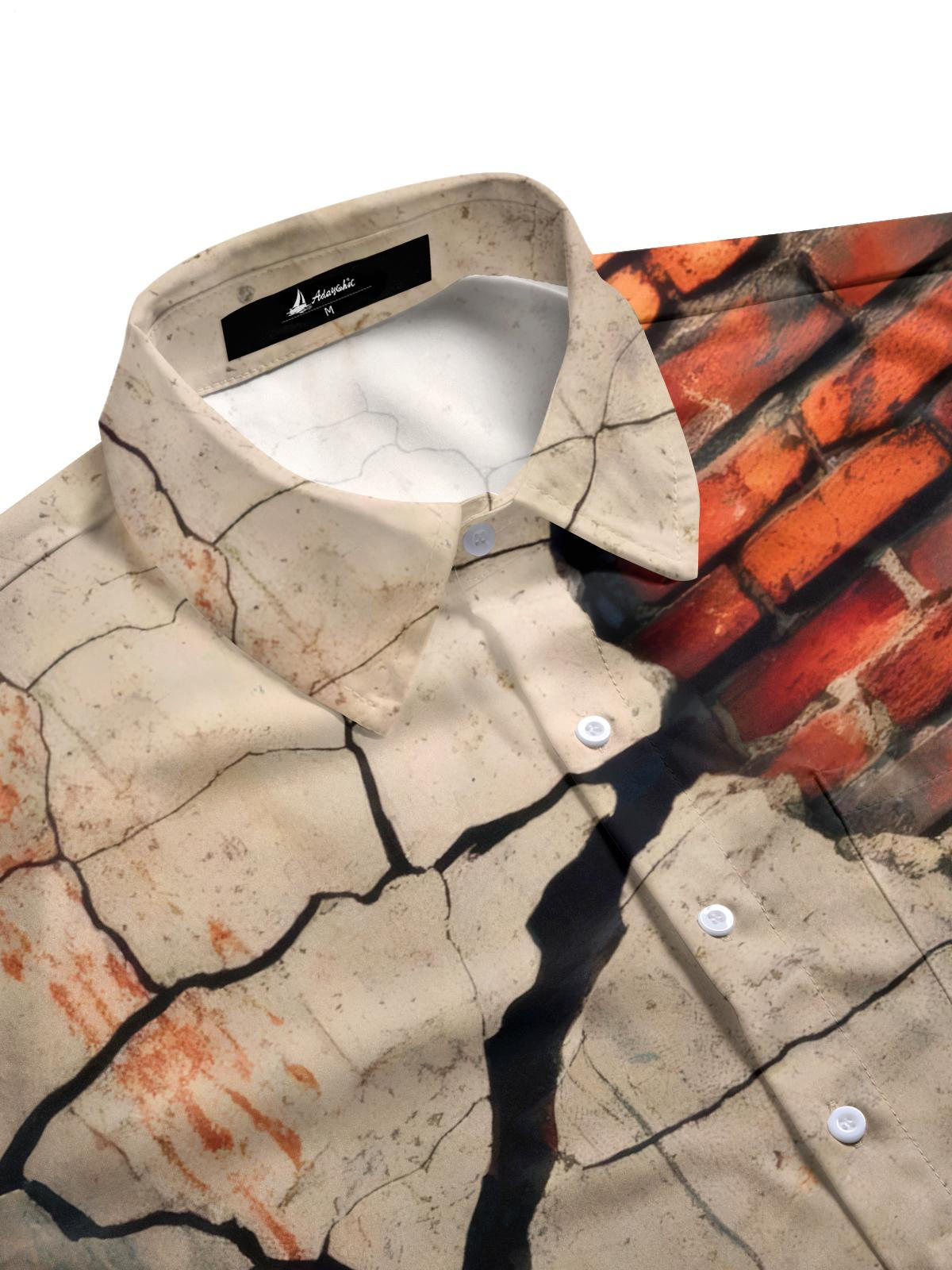 Wall Print Men's Pocket Short Sleeve Shirts