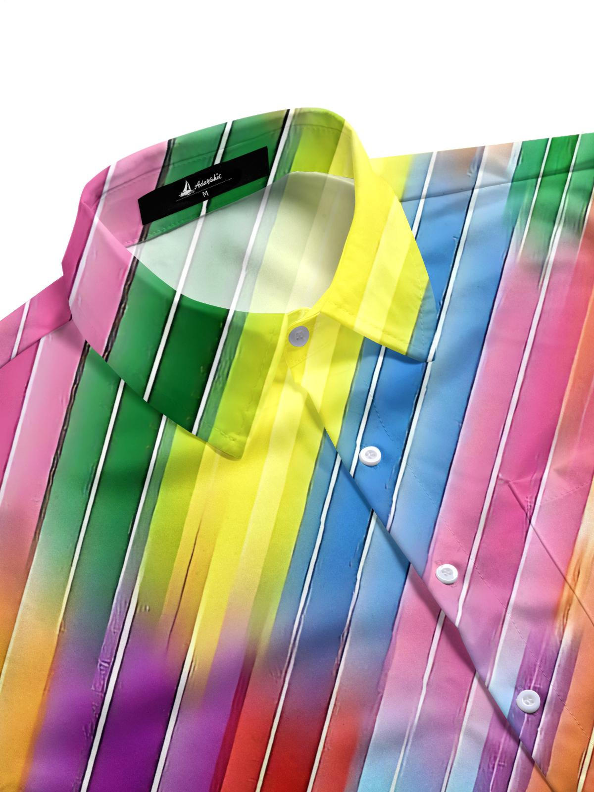 Gradient Print Men's Pocket Short Sleeve Shirts