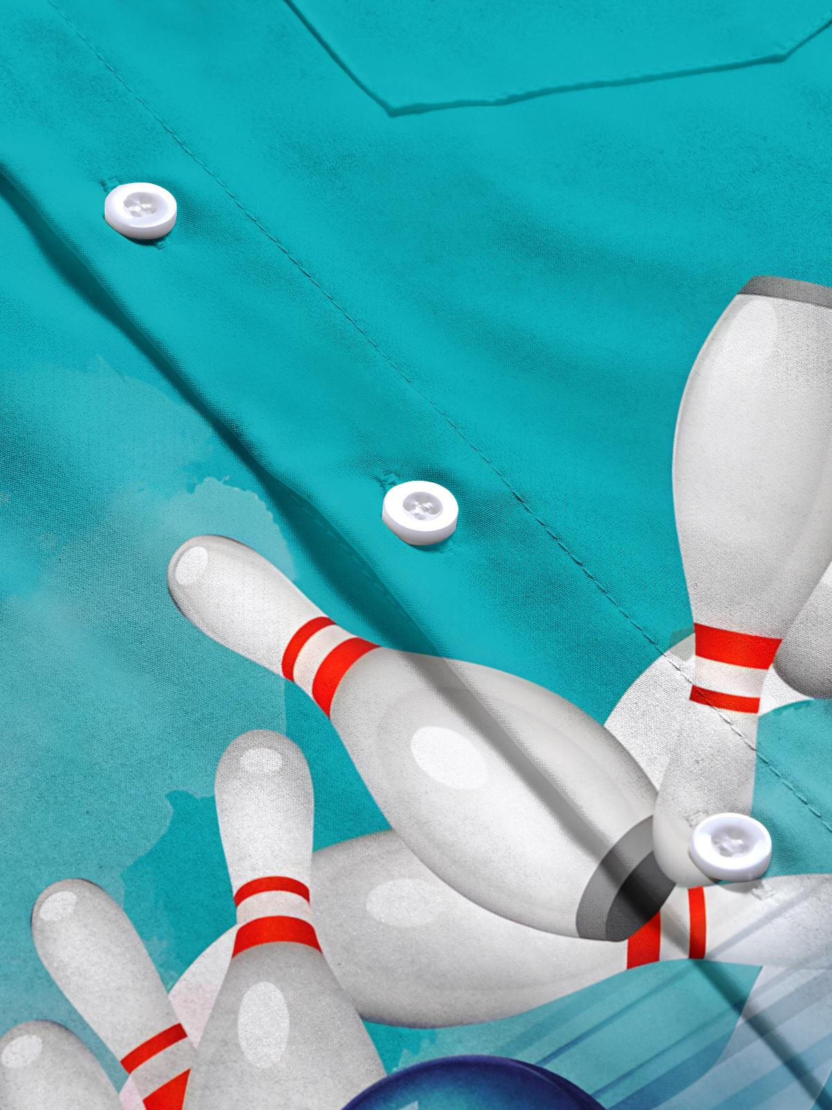 Bowling Print Men's Pocket Short Sleeve Shirts