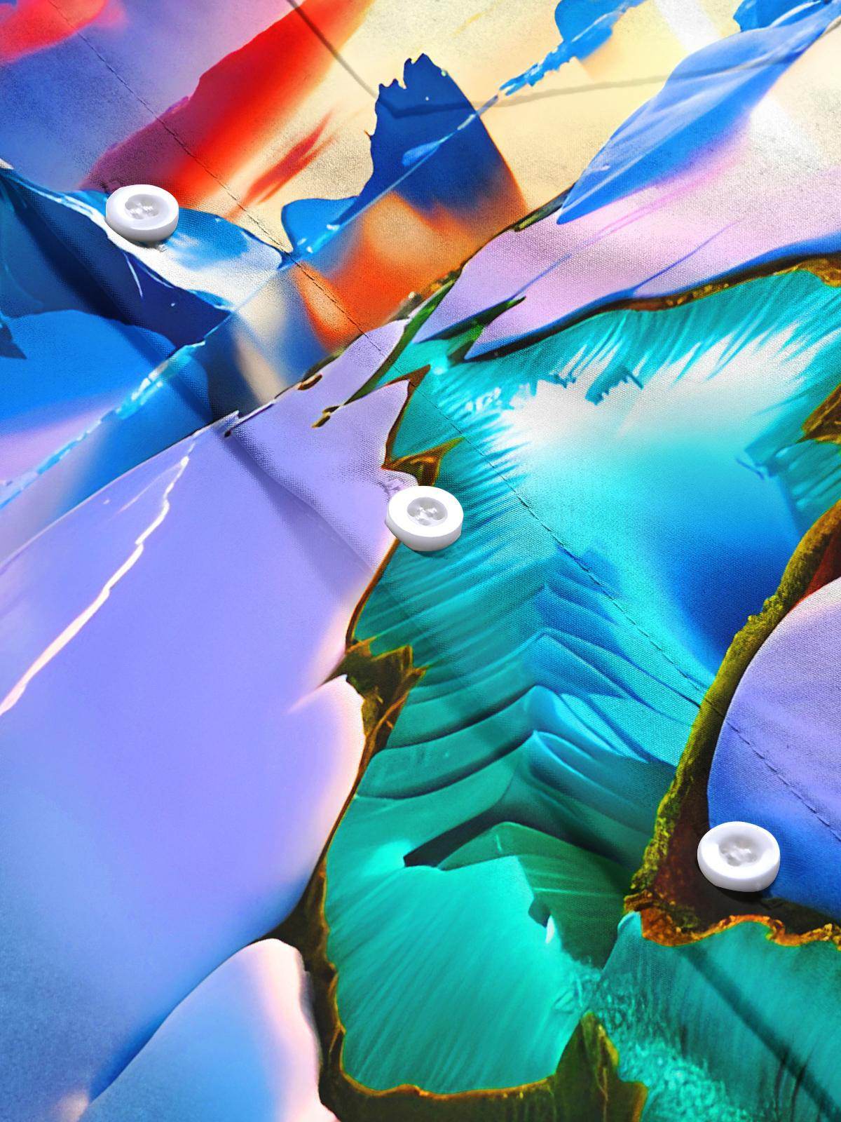 Fantasy Polar Glaciers Light Shadow Men's Pocket Long Sleeve Shirts