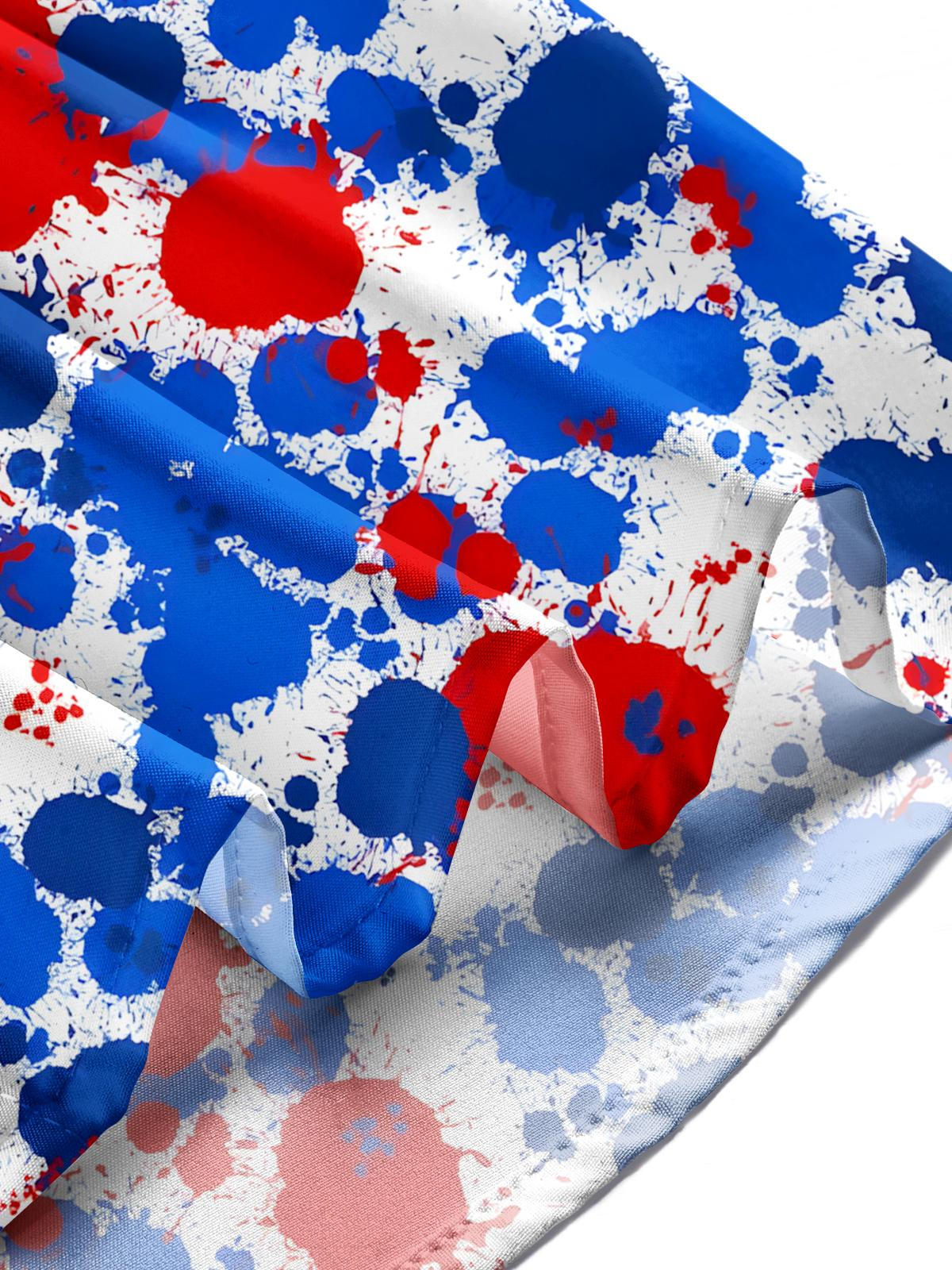 Independence Day Ink Splash Print Men's Pocket Short Sleeve Shirts