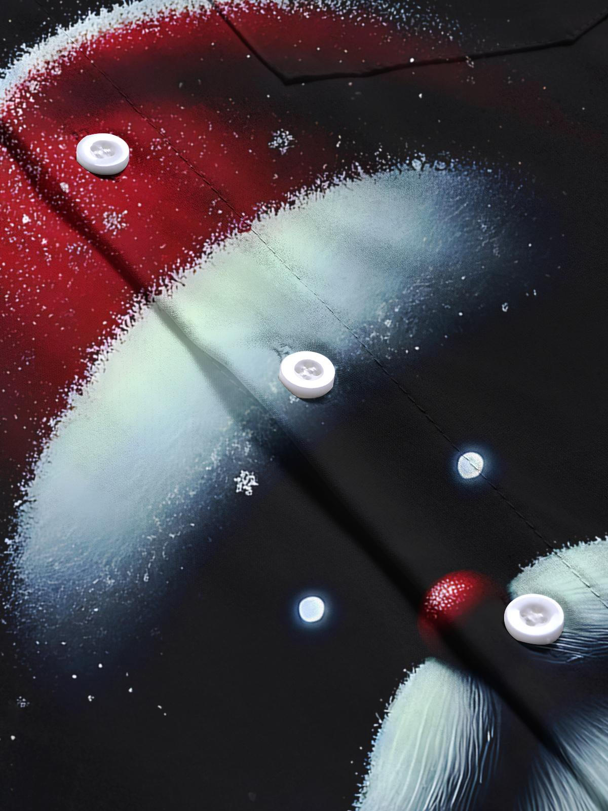 Santa Claus Print Men's Pocket Short Sleeve Shirts