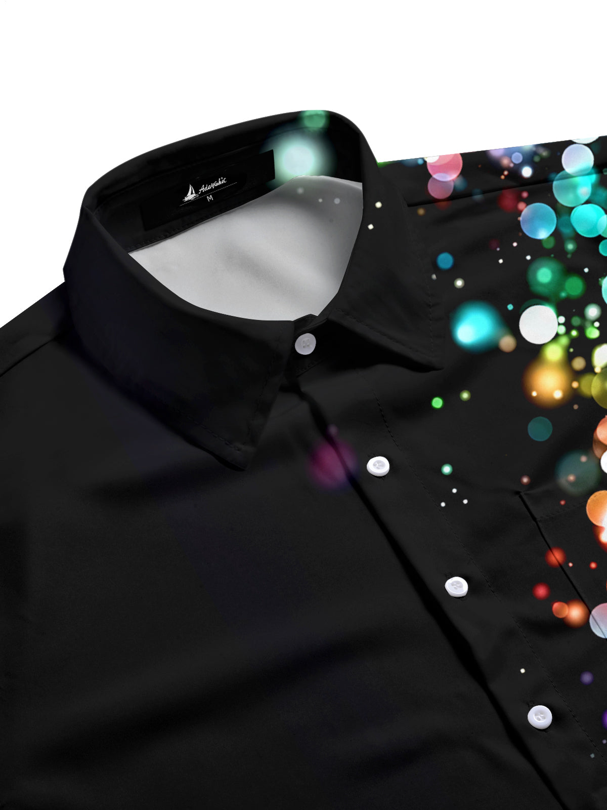 Colorful Light Spot Print Men's Pocket Long Sleeve Shirts