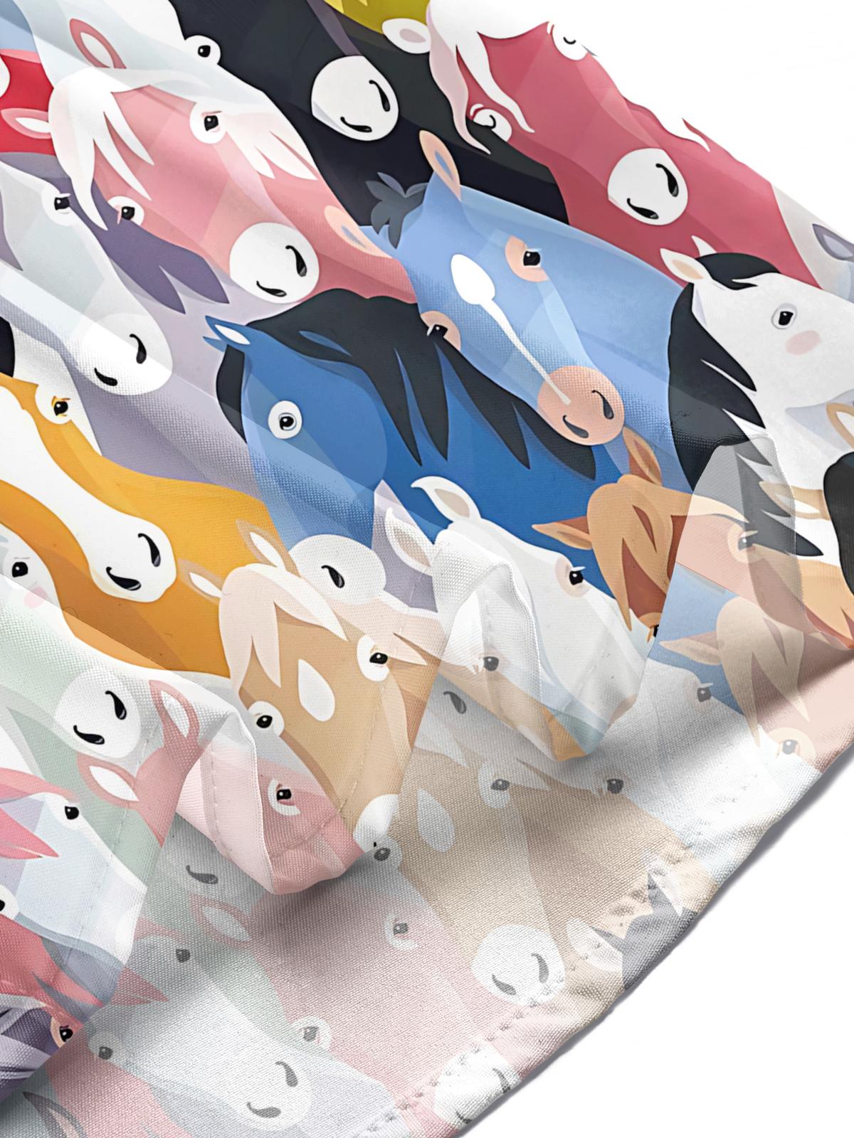 Horse Print Men's Pocket Short Sleeve Shirts