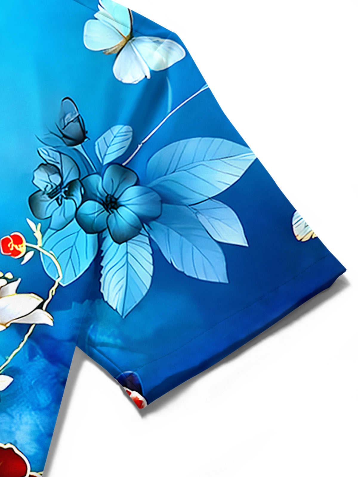 Floral Butterfly Men's Pocket Short Sleeve Shirts