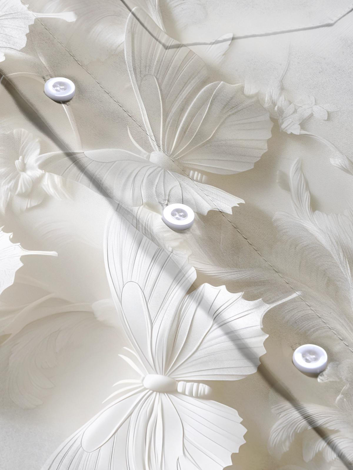 Butterfly Art Print Men's Pocket Short Sleeve Shirts