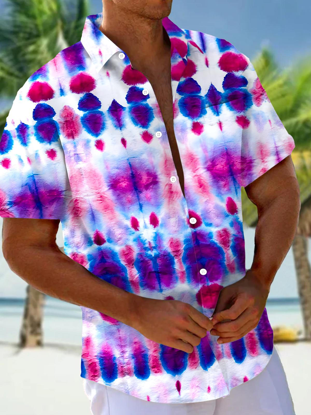 Tie Dye Men's Pocket Short Sleeve Shirts