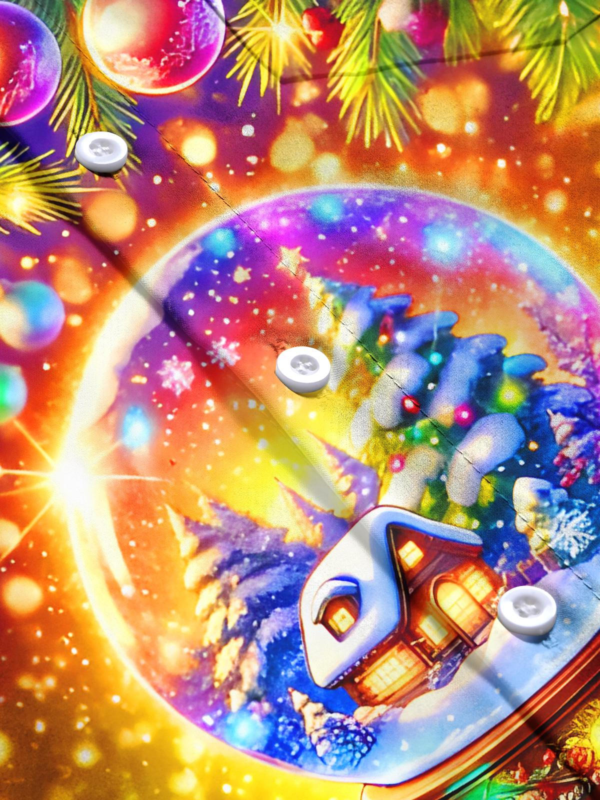 Christmas Tree Lights Crystal Ball Xmas Men's Pocket Short Sleeve Shirts