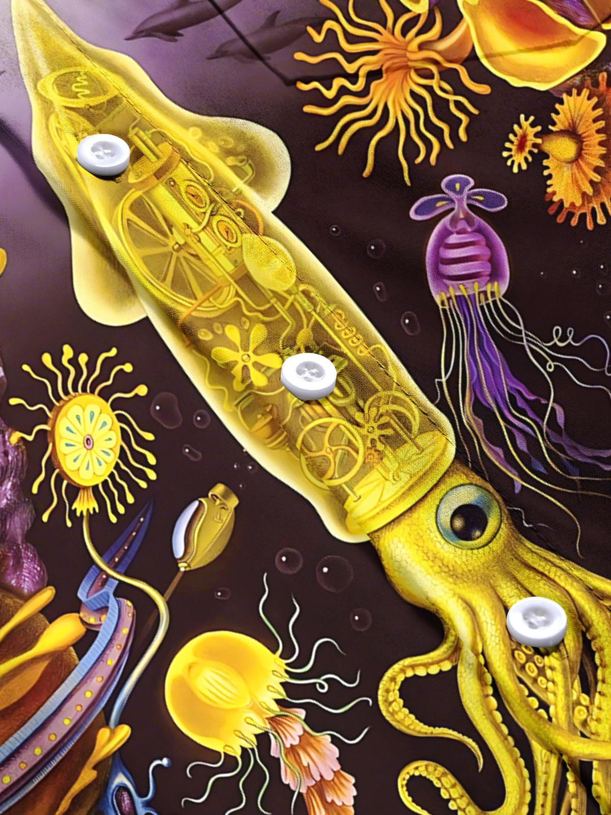 Marine Life Art Print Men's Pocket Short Sleeve Shirts