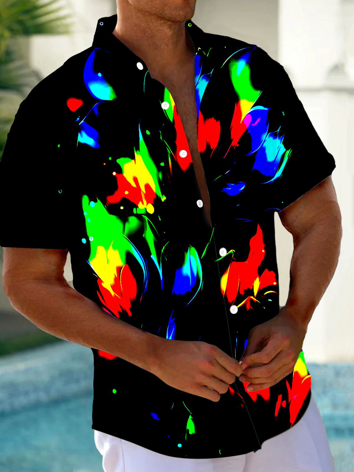 Tie Dye Men's Pocket Short Sleeve Shirts