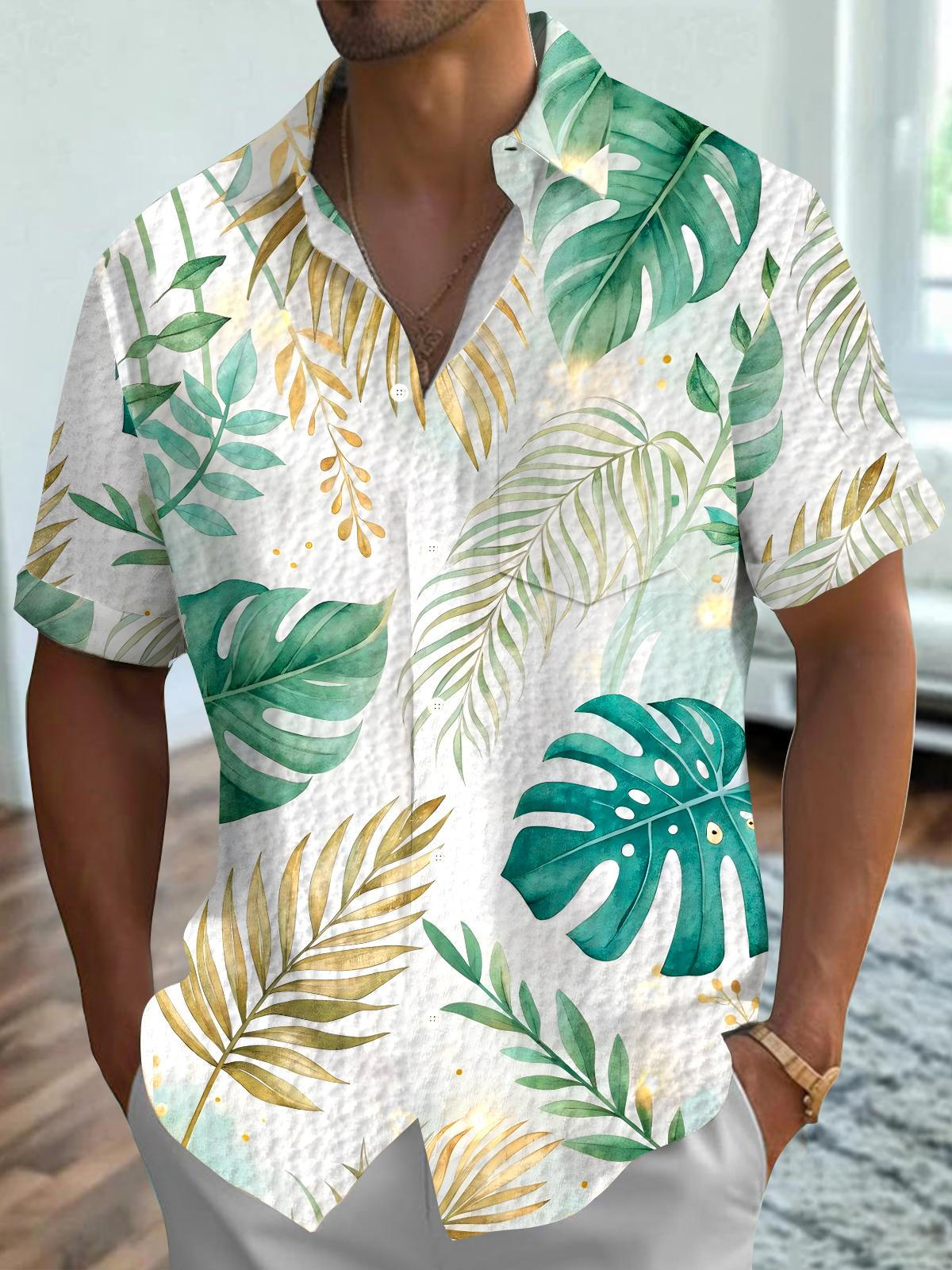 Hawaiian Leaf Men's Short Sleeve Pocket Shirts