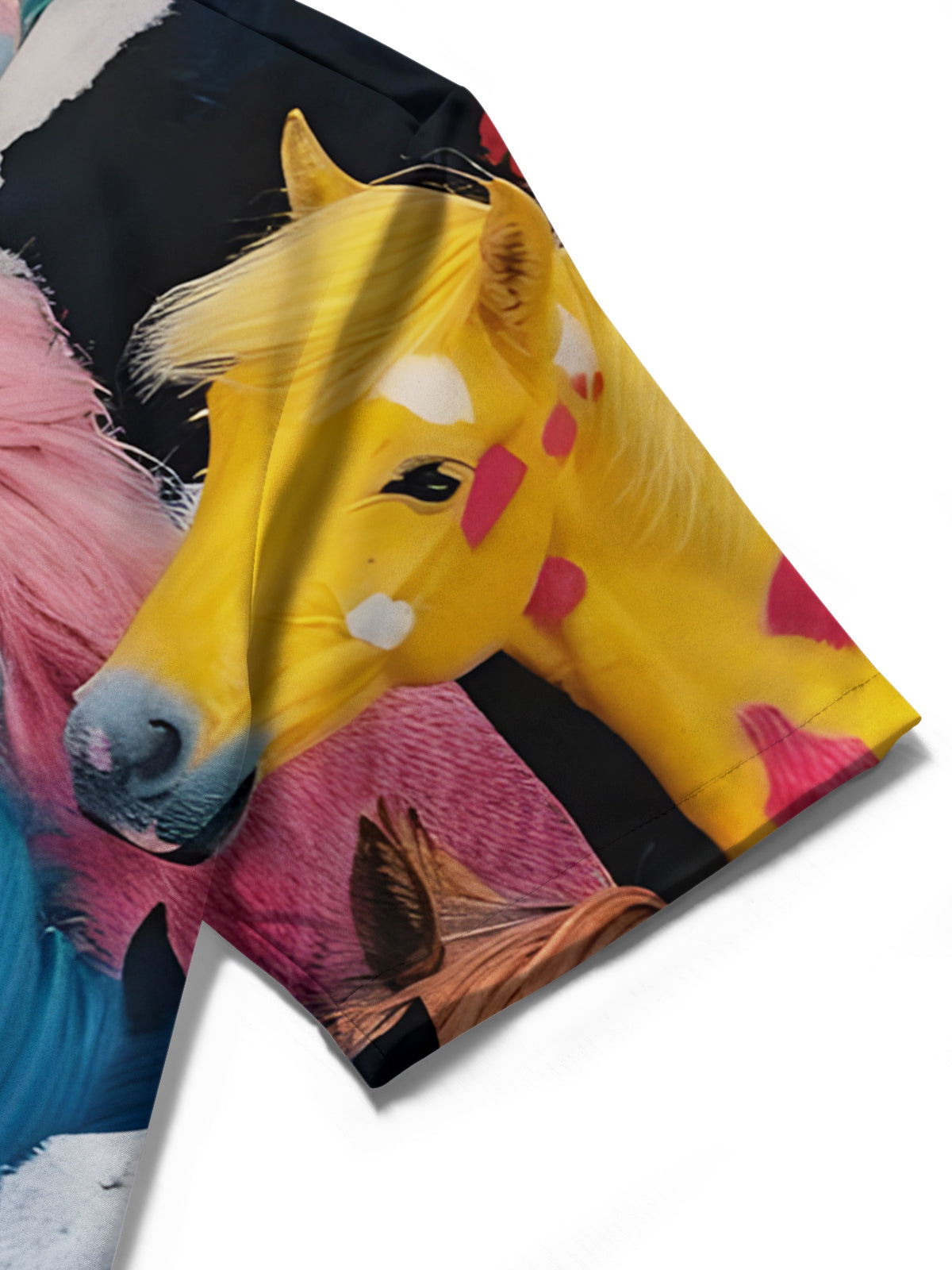 Horse Print Men's Pocket Short Sleeve Shirts