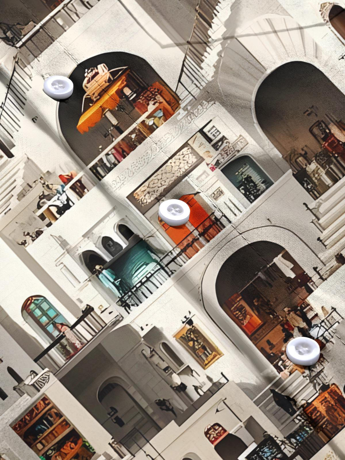 Building Print Men's Pocket Short Sleeve Shirts