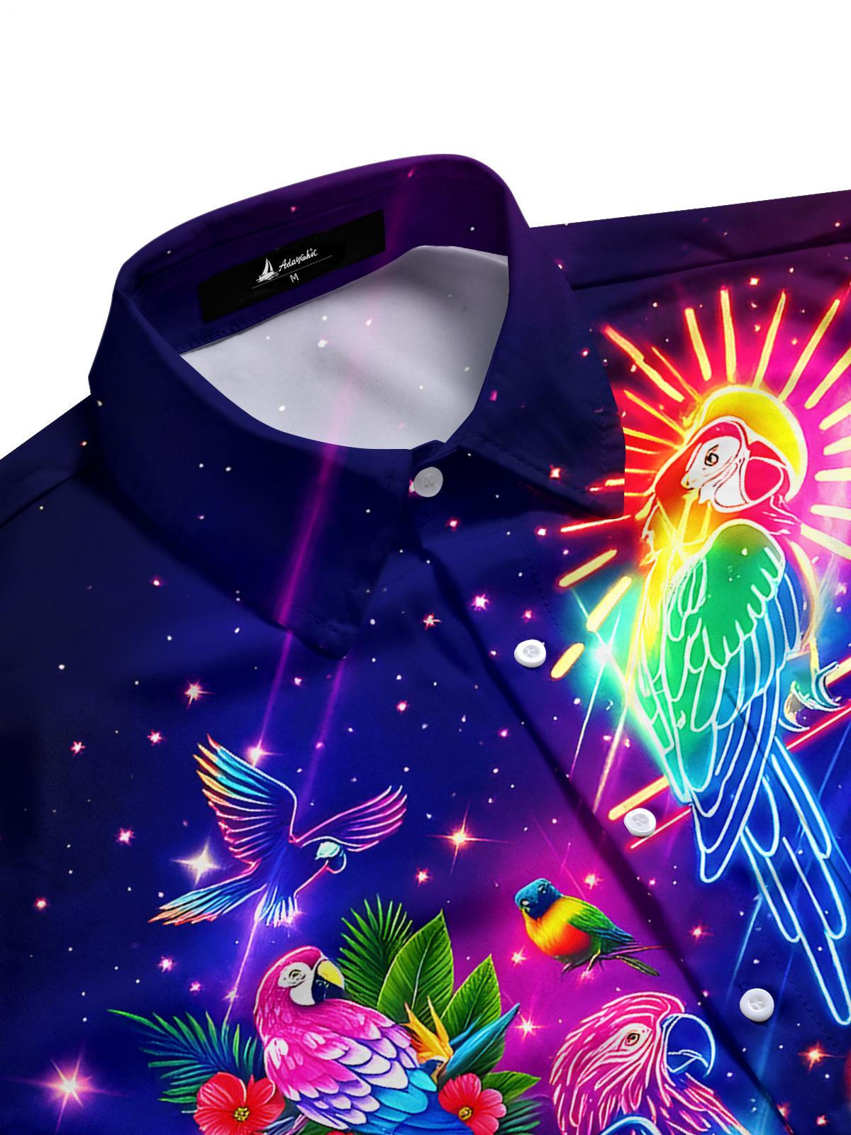 Hawaiian Parrot Leaf Men's Pocket Short Sleeve Shirts