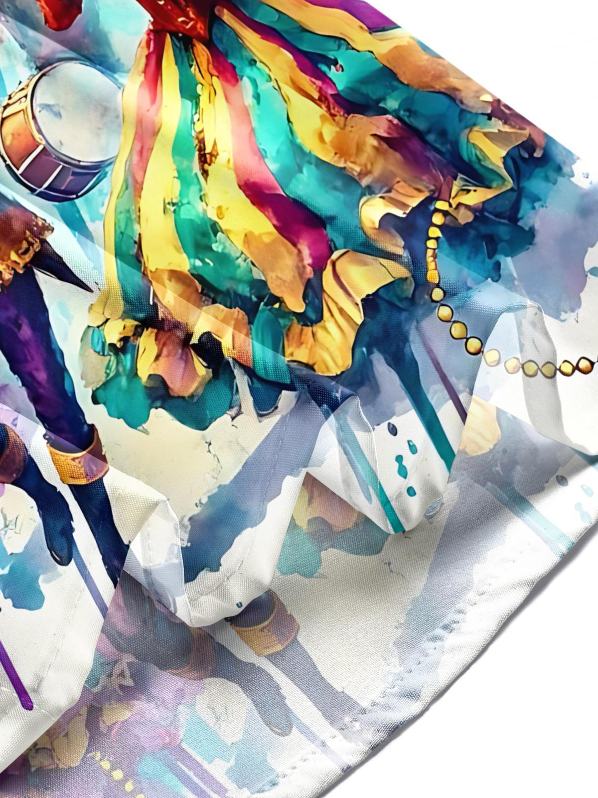 Mardi Gras Print Men's Pocket Short Sleeve Shirts