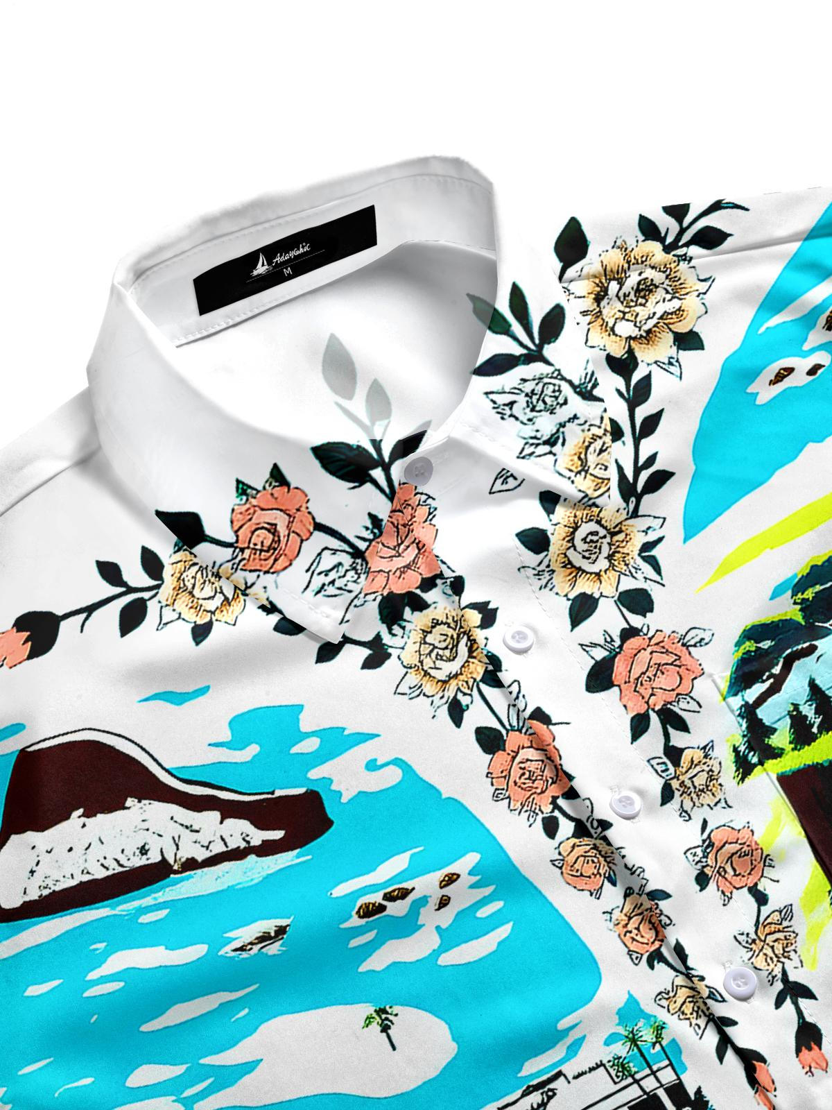 Hawaiian Floral Men's Pocket Short Sleeve Shirts