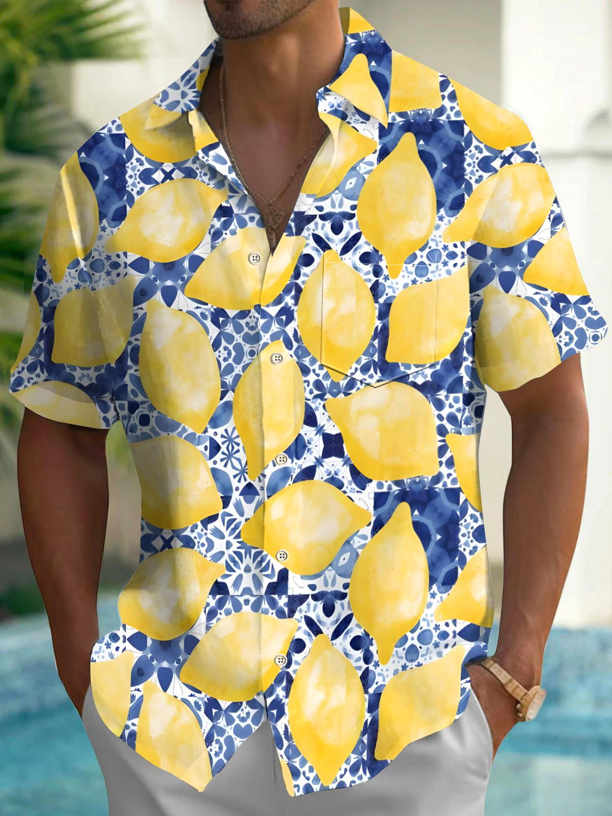 Lemon Men's Pocket Short Sleeve Shirts