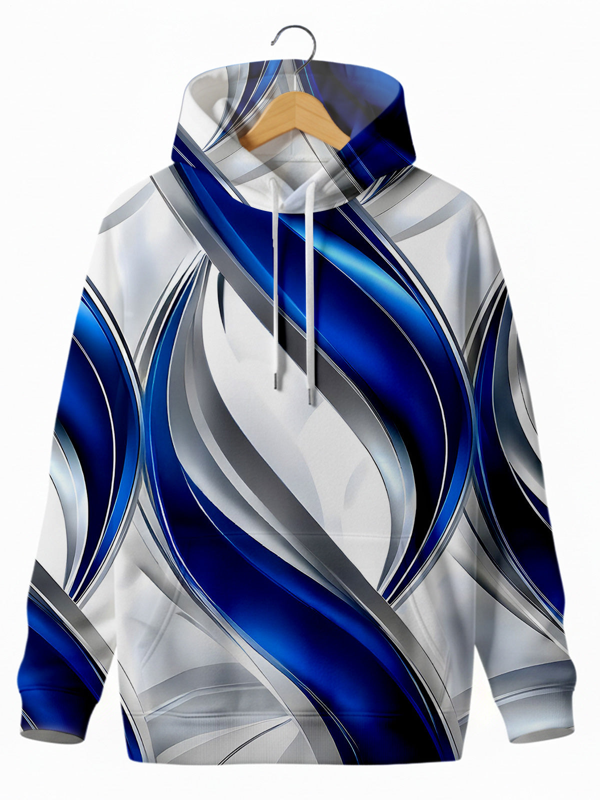 Abstract Men's Long Sleeve Printing Pocket Hooded Sweatshirt
