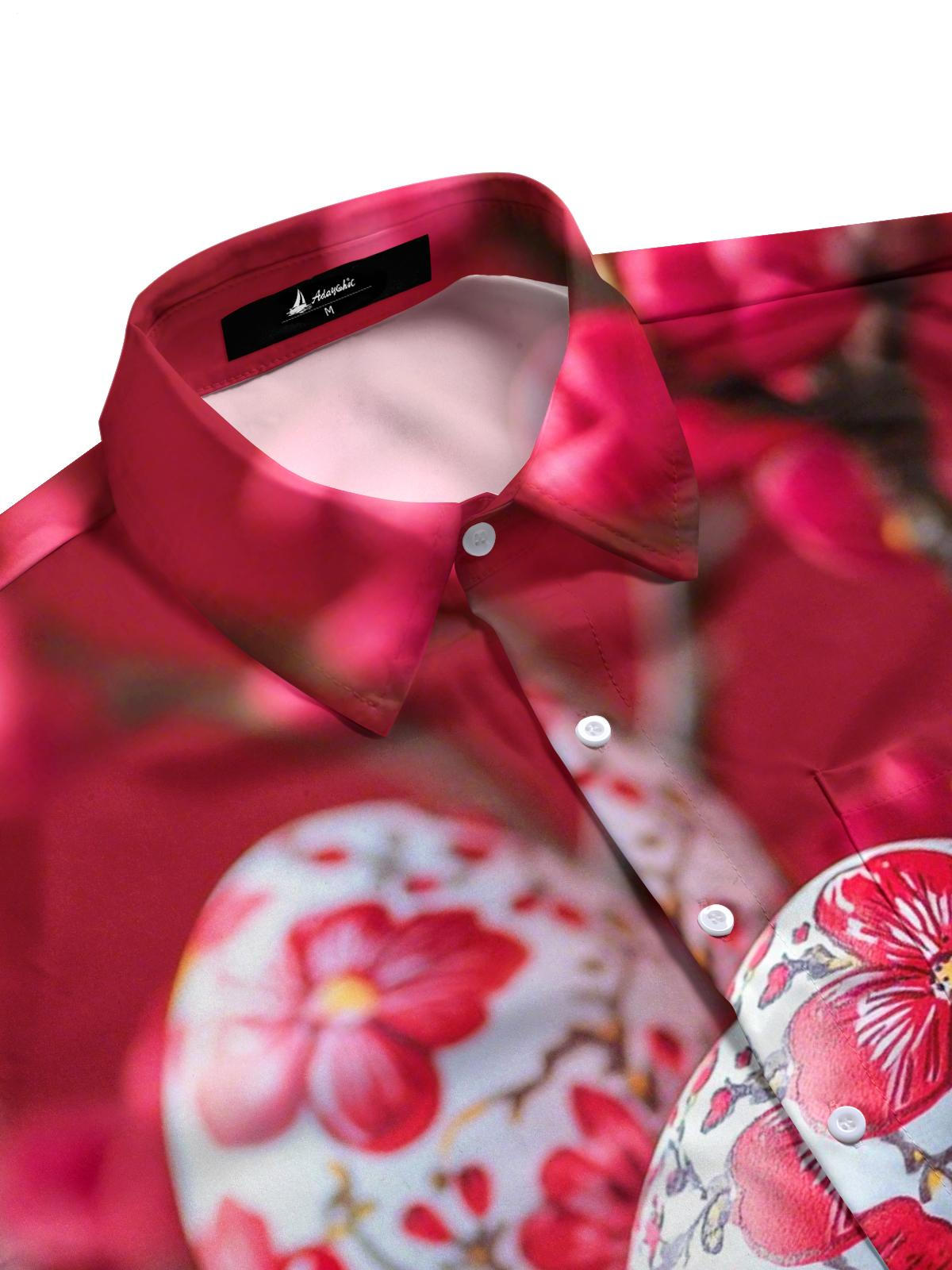 Easter Egg Print Men's Pocket Short Sleeve Shirts