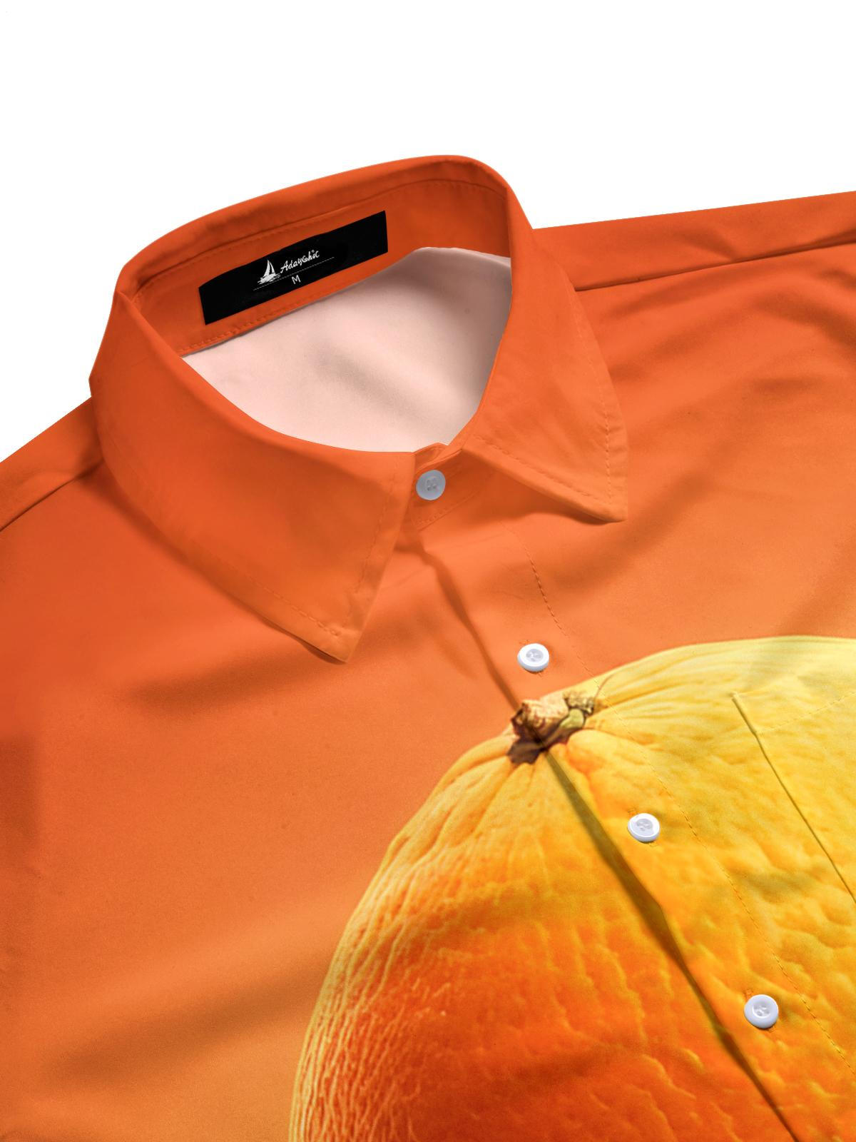 Orange Squirrel Print Orange Squirrel Print Men's Pocket Short Sleeve Shirts