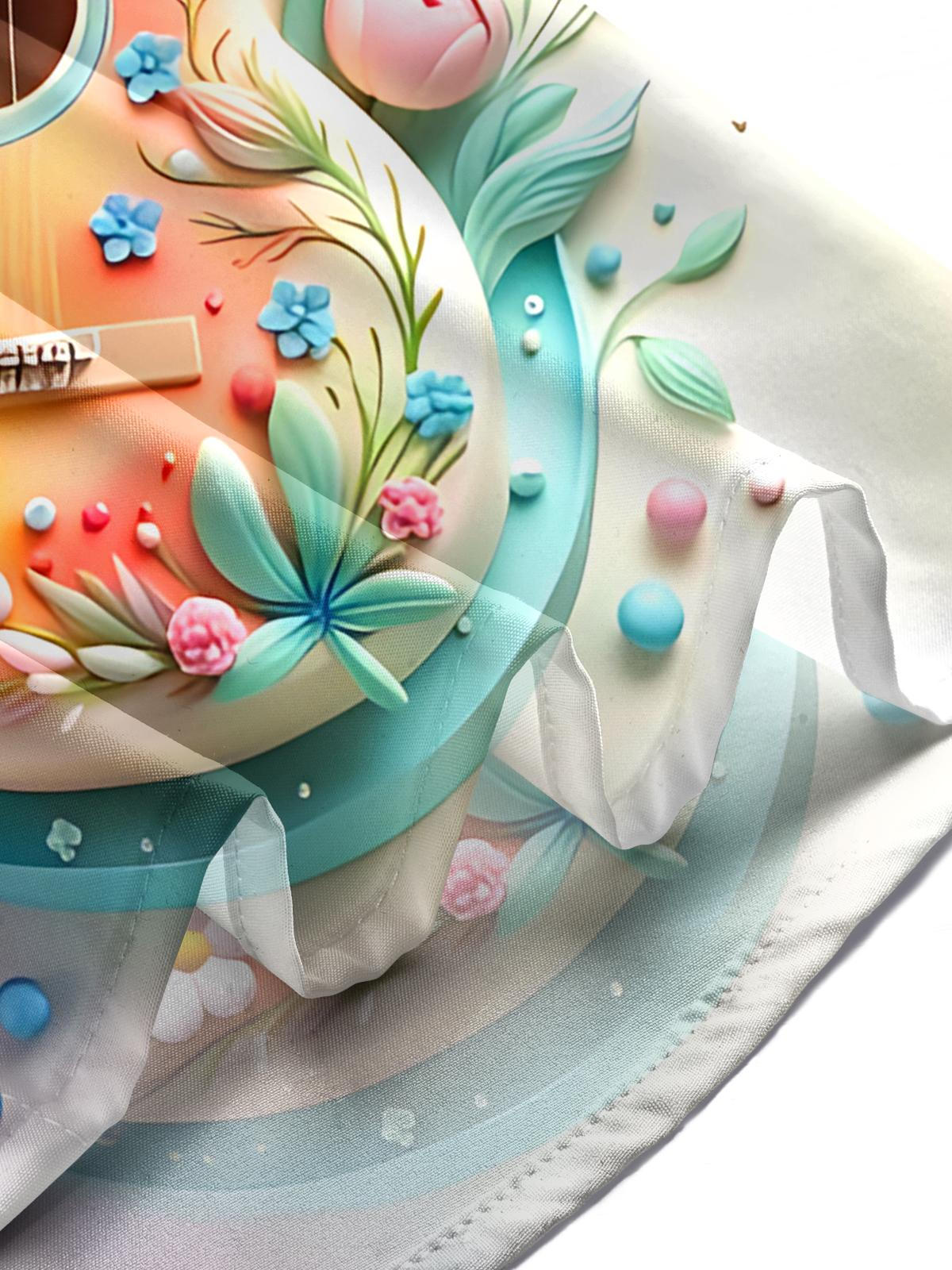 Floral Guitar Art Print Men's Pocket Long Sleeve Shirts